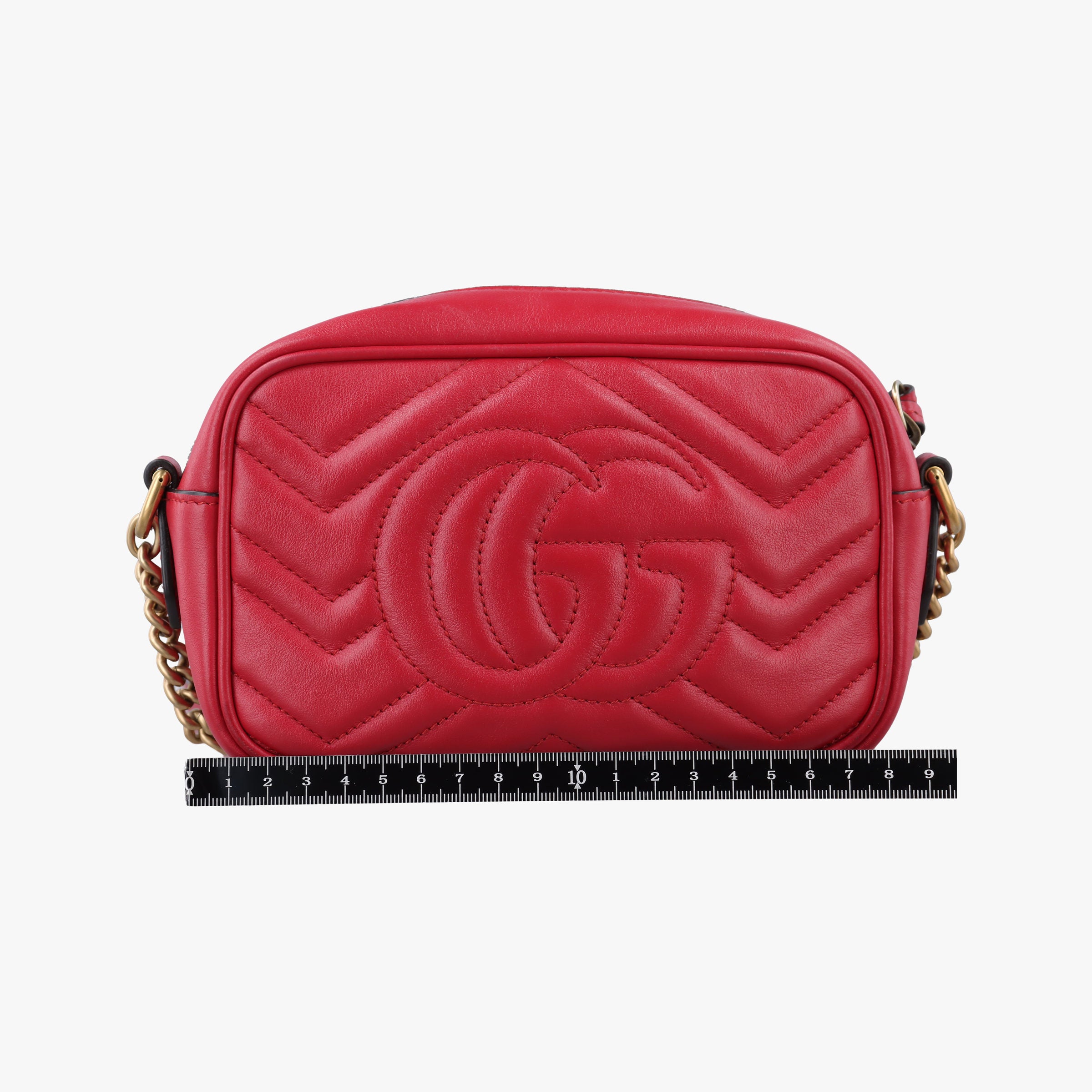Pre-owned Gucci GG Marmont Red Leather 448065 shoulderbag | stylenewstar