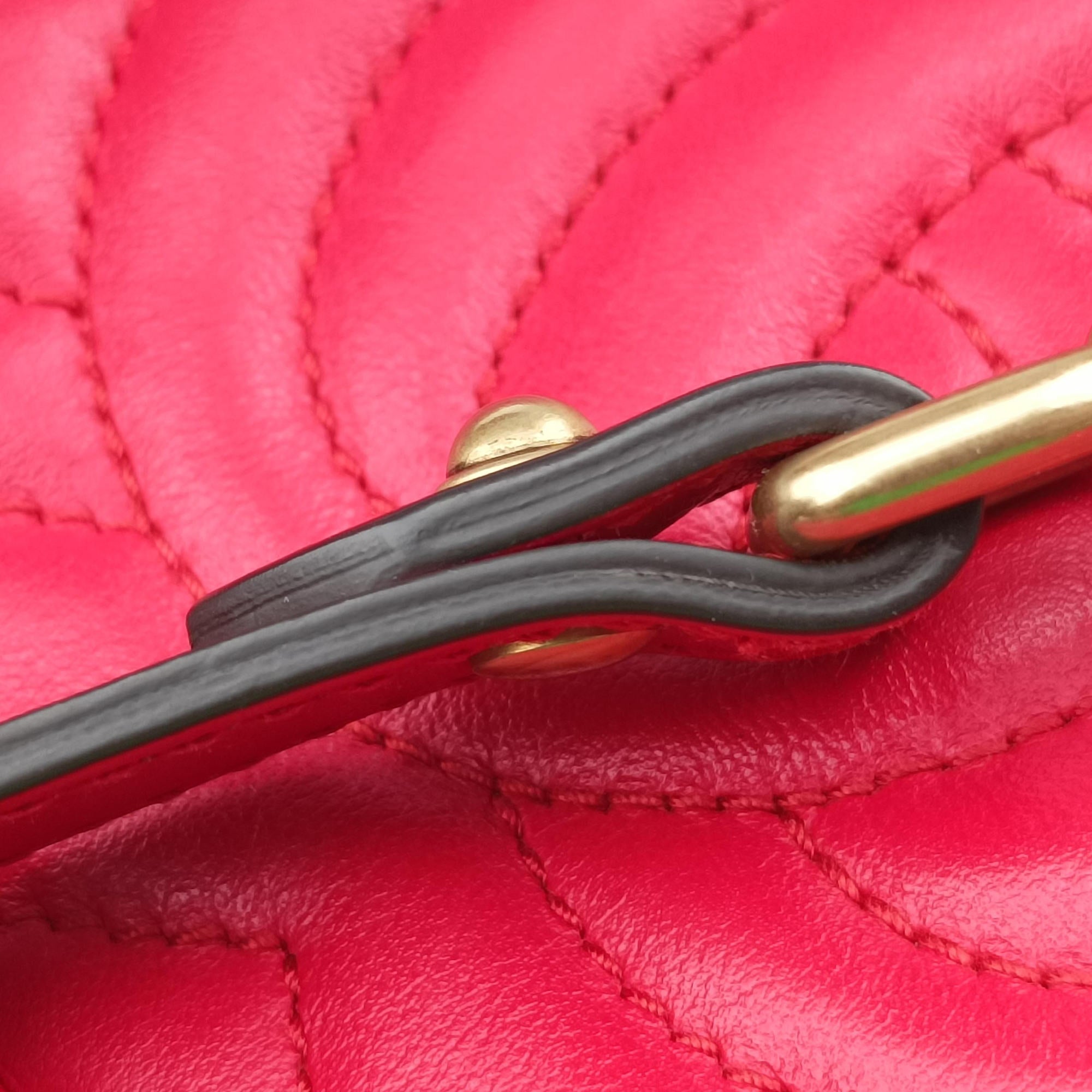 Pre-owned Gucci GG Marmont Red Leather 448065 shoulderbag | stylenewstar