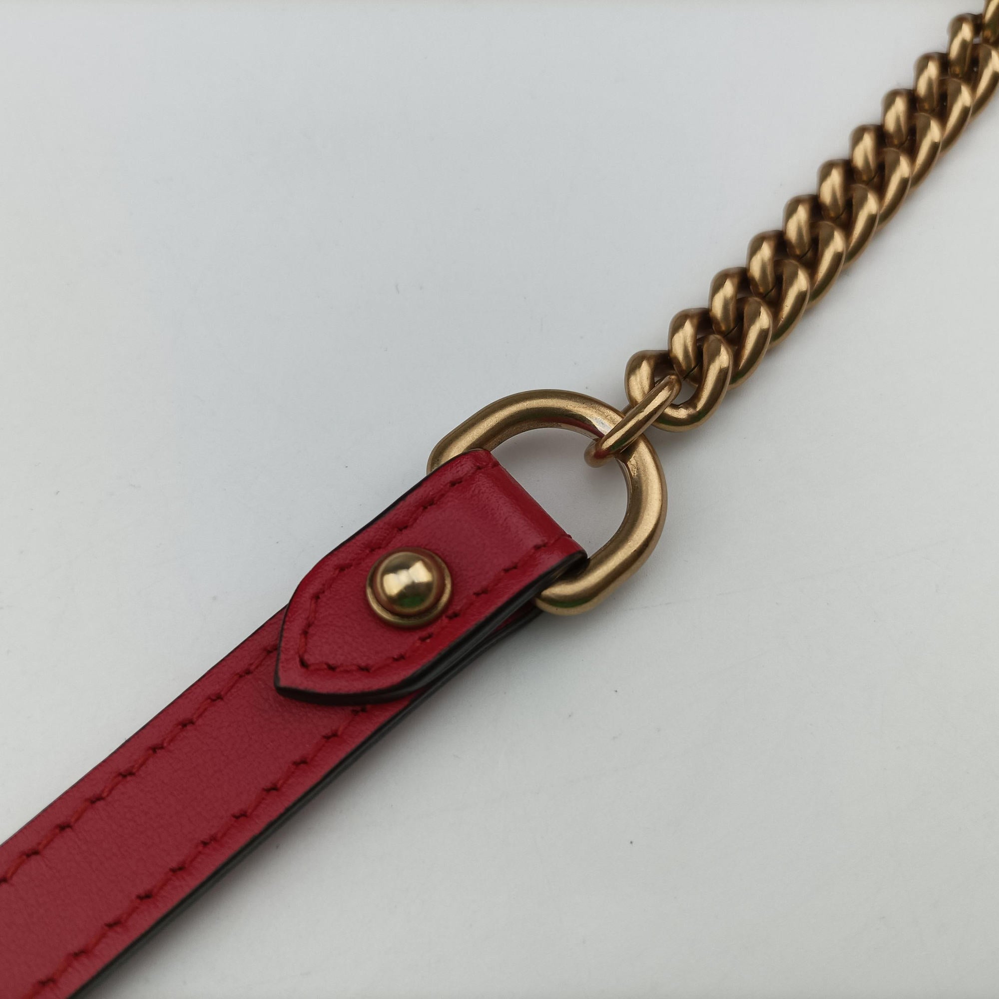 Pre-owned Gucci GG Marmont Red Leather 448065 shoulderbag | stylenewstar
