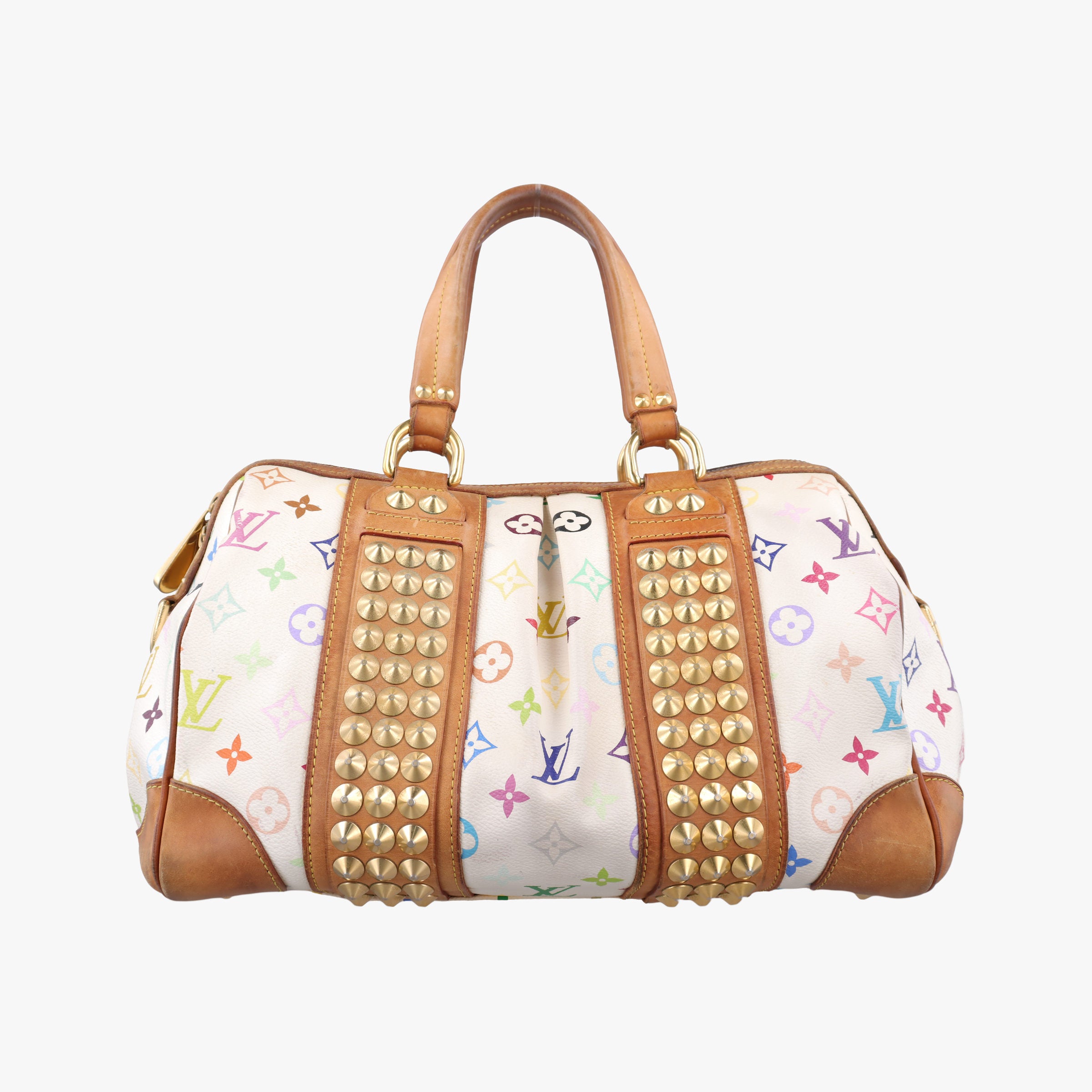 Pre-owned Louis Vuitton COURTNEY　MM white Monogram Multicolor M45641 handbag | stylenewstar