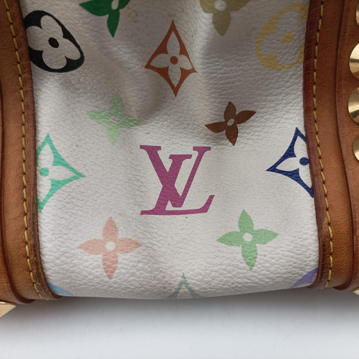 Pre-owned Louis Vuitton COURTNEY　MM white Monogram Multicolor M45641 handbag | stylenewstar