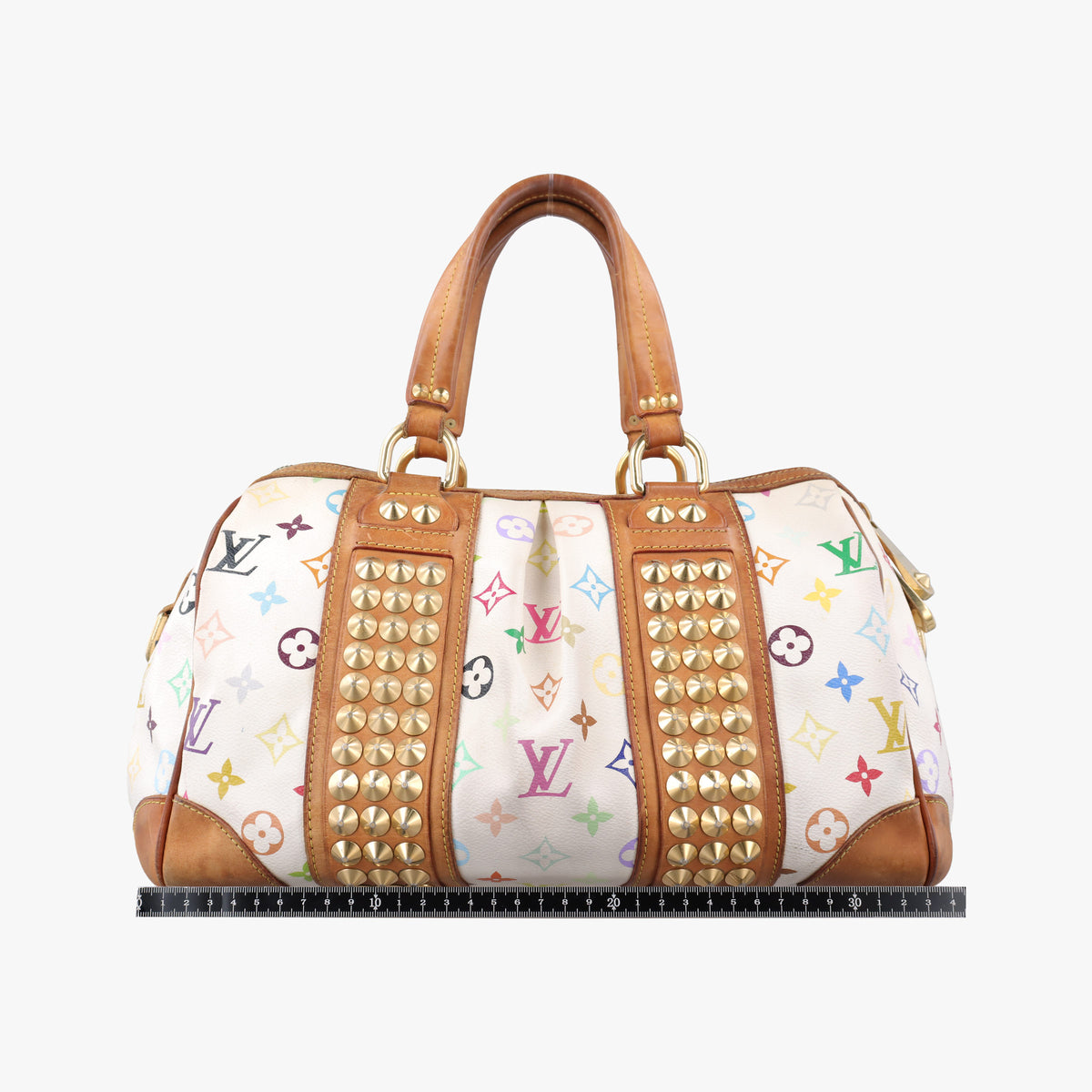 Pre-owned Louis Vuitton COURTNEY　MM white Monogram Multicolor M45641 handbag | stylenewstar