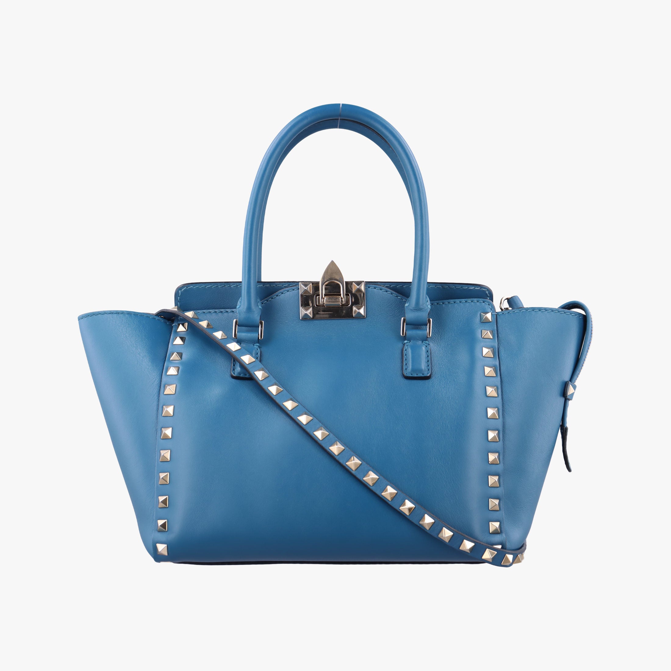 Pre-owned Valentino Rockstud Blue Leather  shoulderbag | stylenewstar