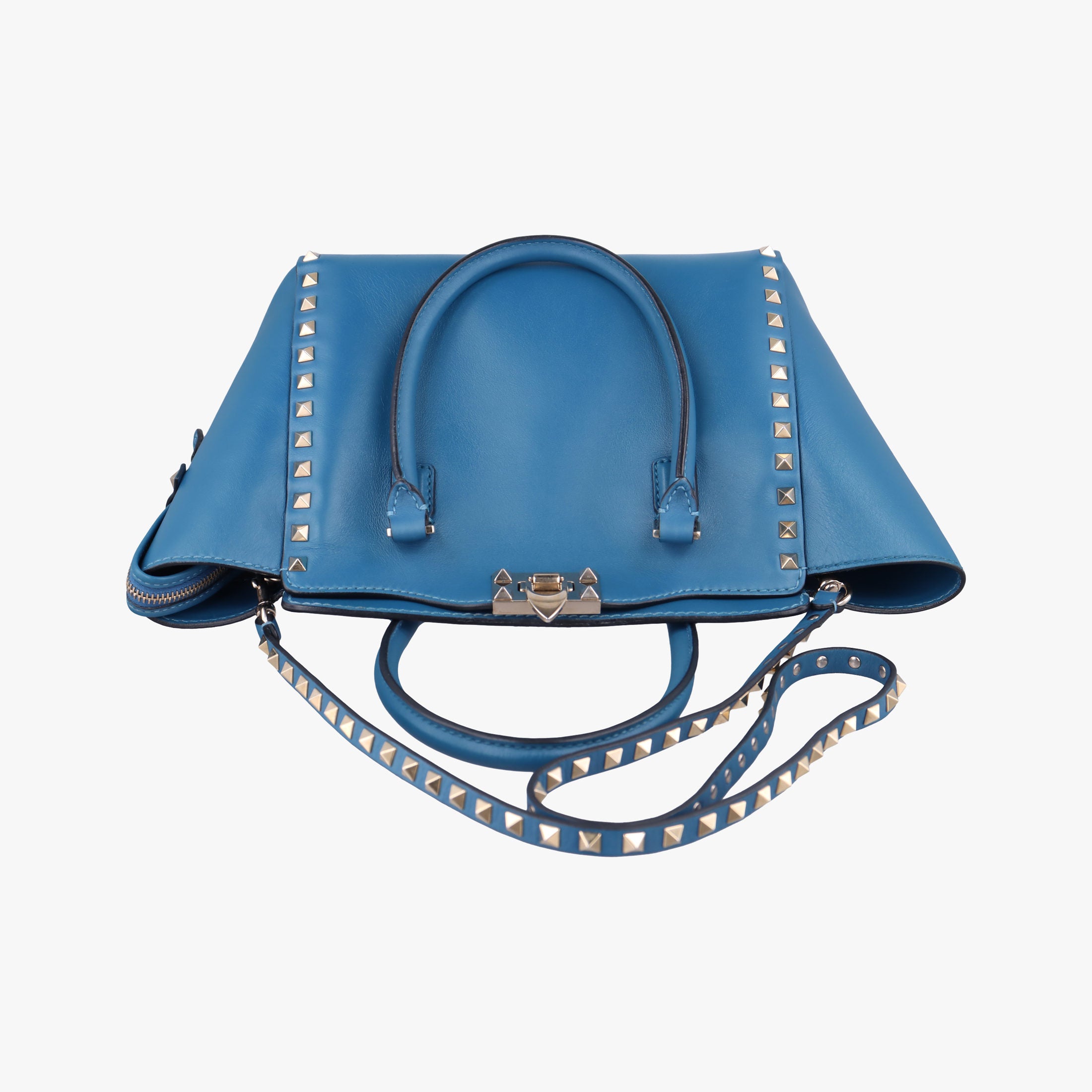 Pre-owned Valentino Rockstud Blue Leather  shoulderbag | stylenewstar