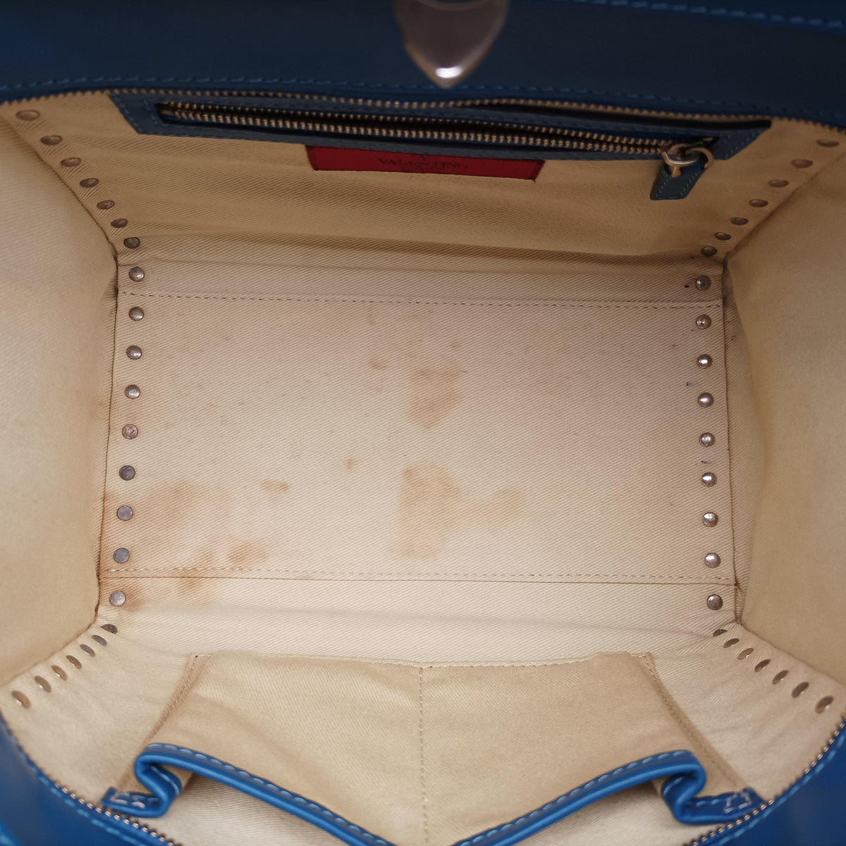 Pre-owned Valentino Rockstud Blue Leather  shoulderbag | stylenewstar