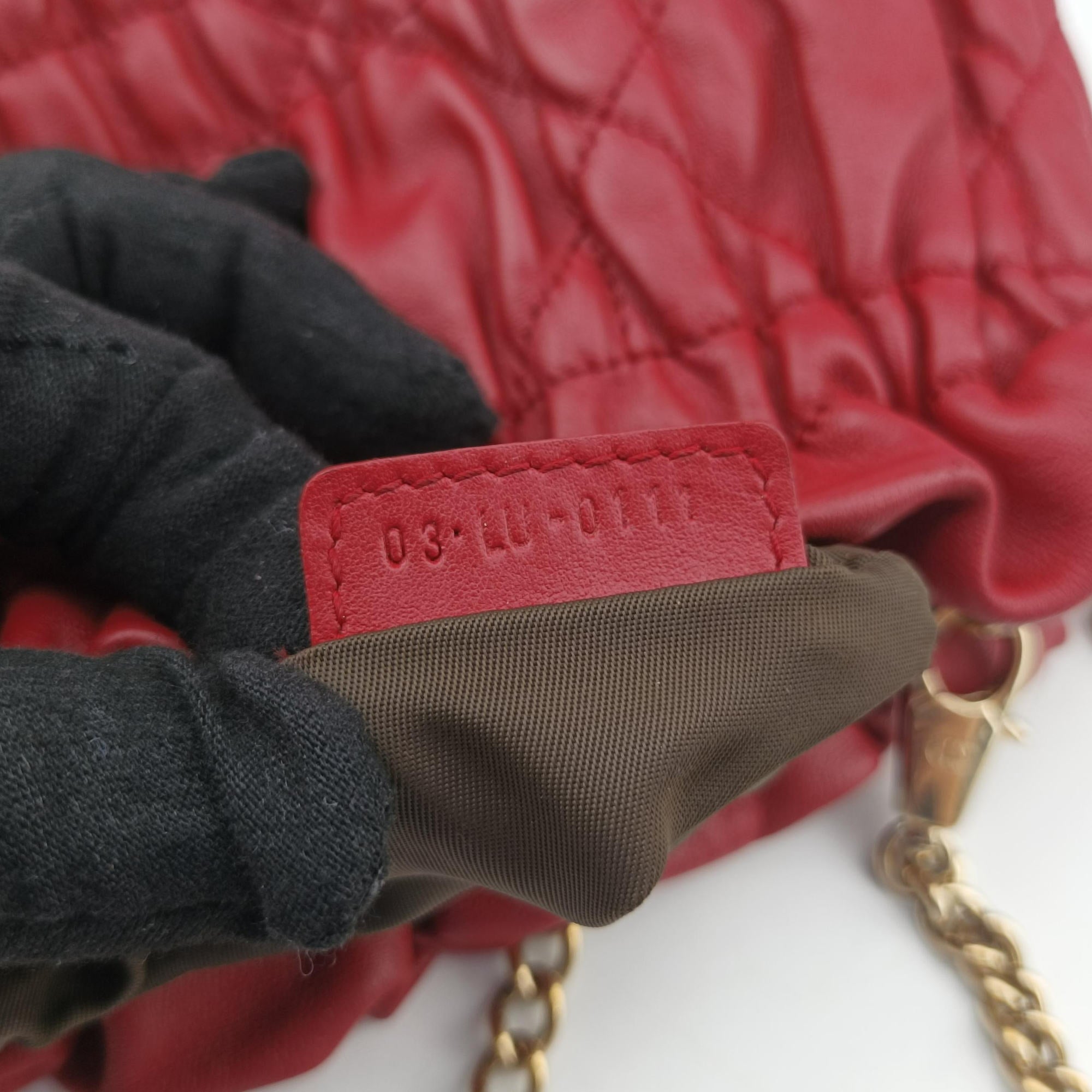 Pre-owned Christian Dior Cannage Faux Pearl Red lambskin  shoulderbag | stylenewstar