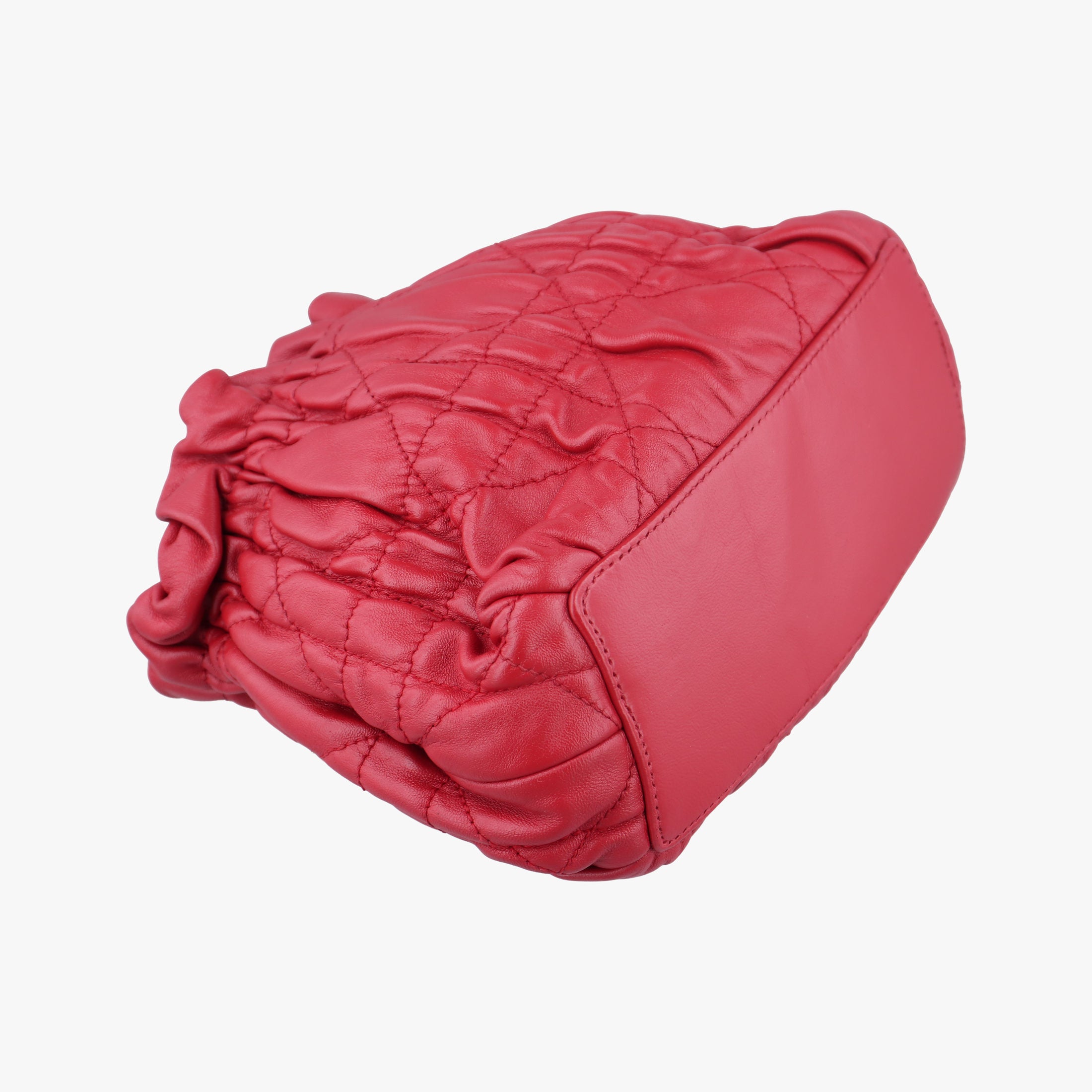 Pre-owned Christian Dior Cannage Faux Pearl Red lambskin  shoulderbag | stylenewstar