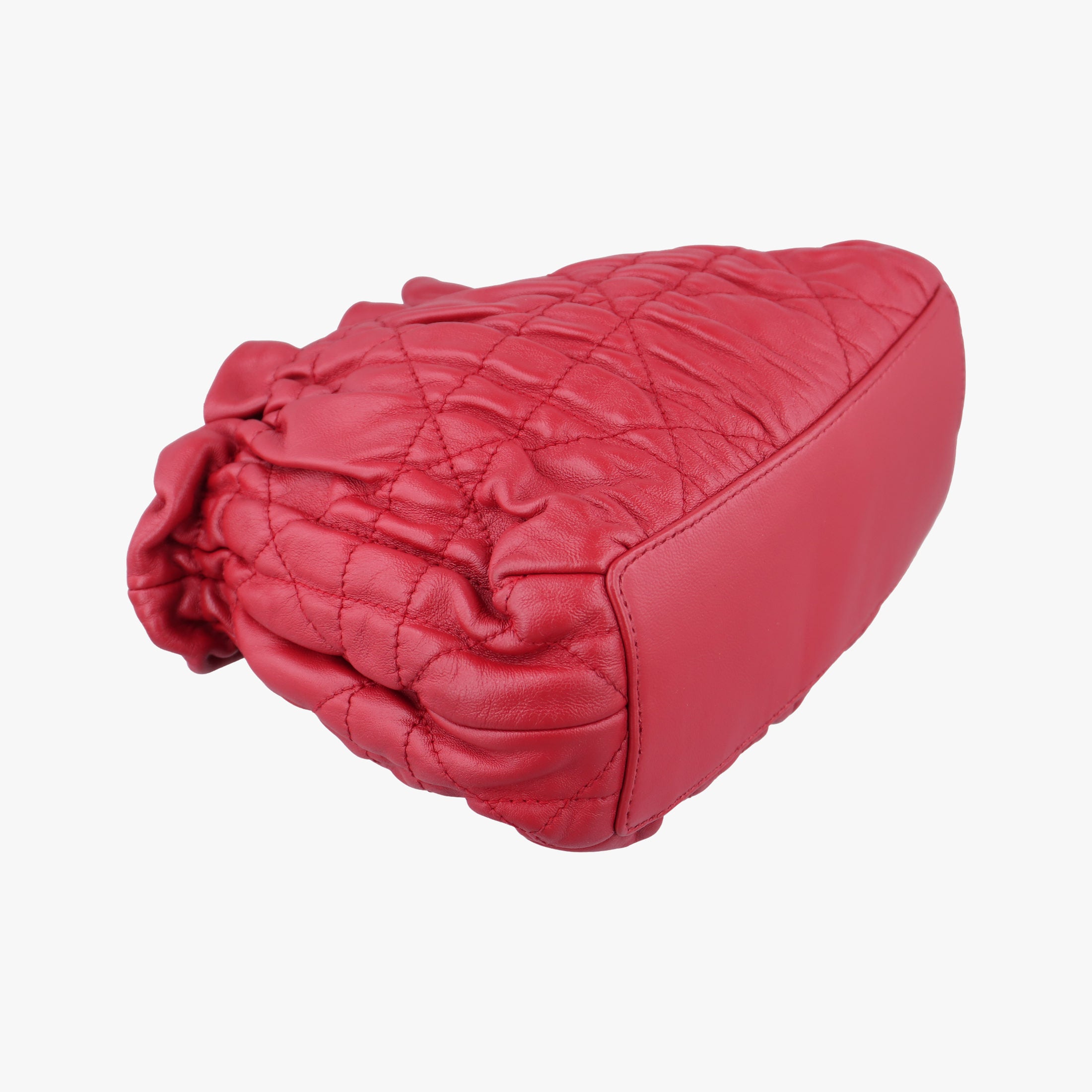 Pre-owned Christian Dior Cannage Faux Pearl Red lambskin  shoulderbag | stylenewstar