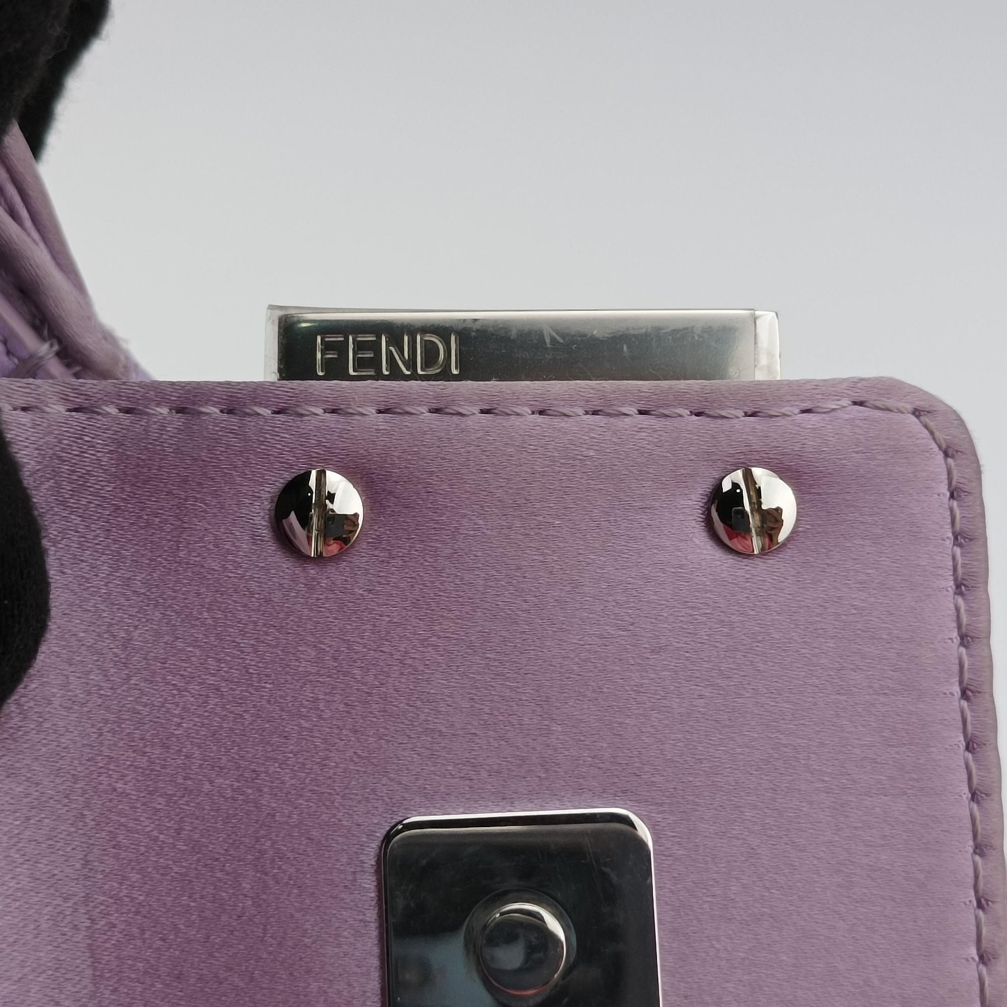 Pre-owned Fendi Cookie Mini Purple silk 8BS065 handbag | stylenewstar