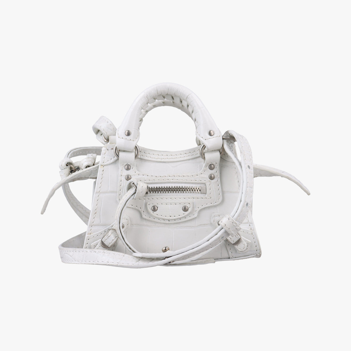 Pre-owned Balenciaga Neo Classic City nano White Leather  shoulderbag | stylenewstar