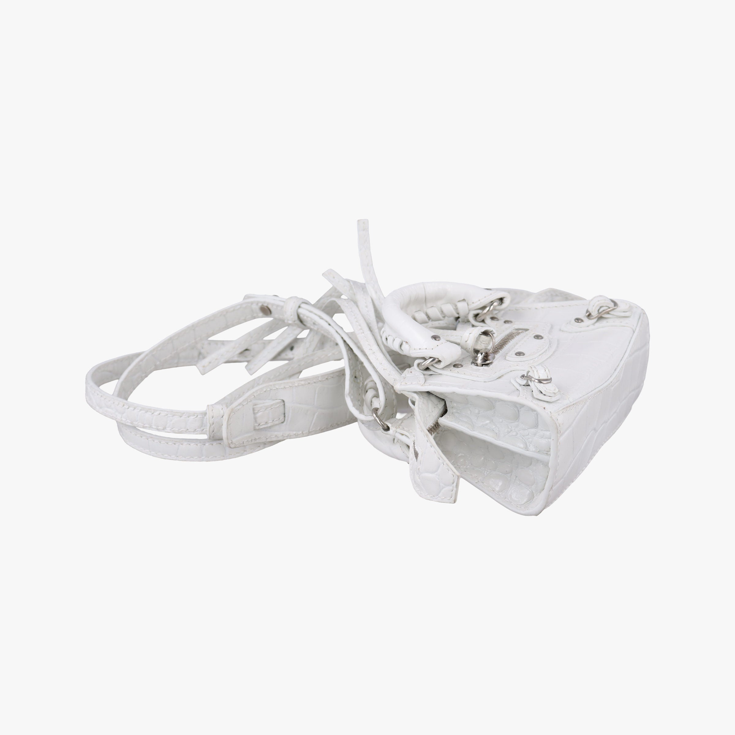 Pre-owned Balenciaga Neo Classic City nano White Leather  shoulderbag | stylenewstar