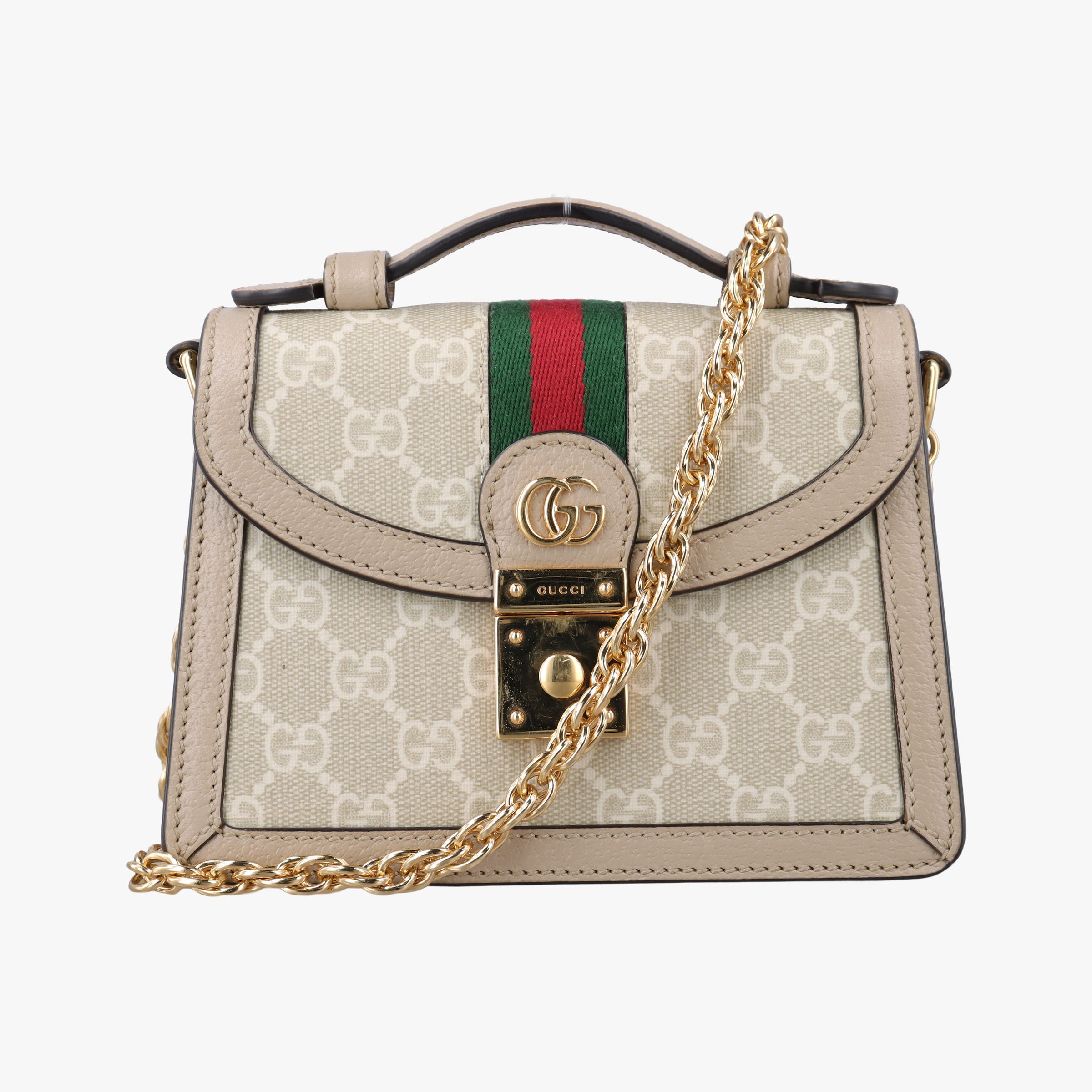 Pre-owned Gucci Ophidia GG Mini Beige × Ebony GG Supreme Canvas × Leather 696180 shoulderbag | stylenewstar