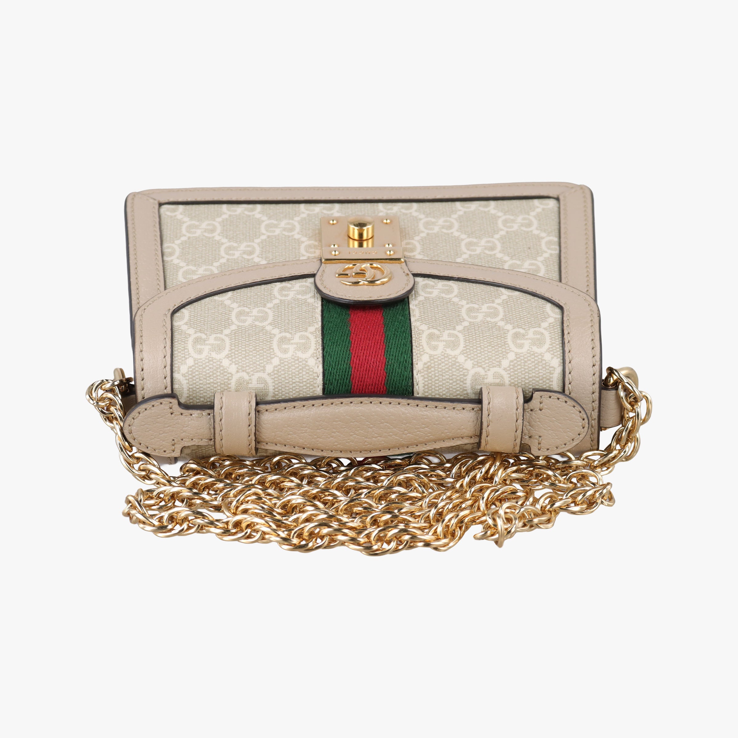 Pre-owned Gucci Ophidia GG Mini Beige × Ebony GG Supreme Canvas × Leather 696180 shoulderbag | stylenewstar