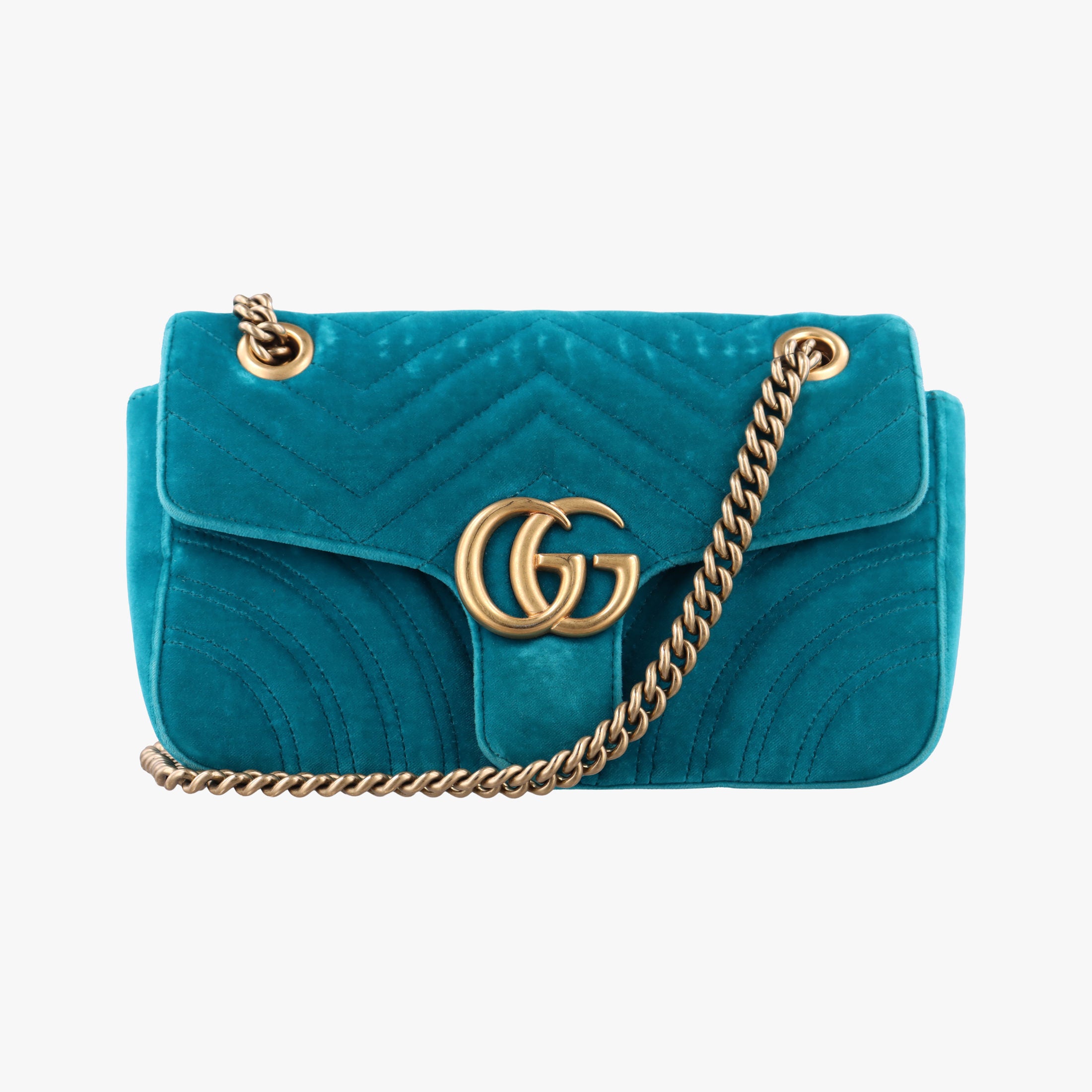 Vintage Gucci GG Marmont Blue velour 443497 shoulderbag | stylenewstar