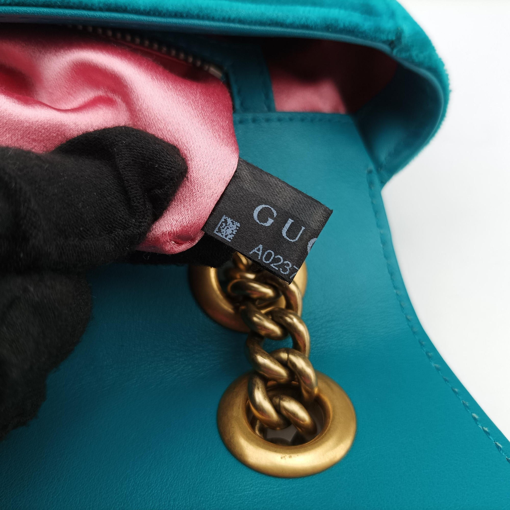 Vintage Gucci GG Marmont Blue velour 443497 shoulderbag | stylenewstar