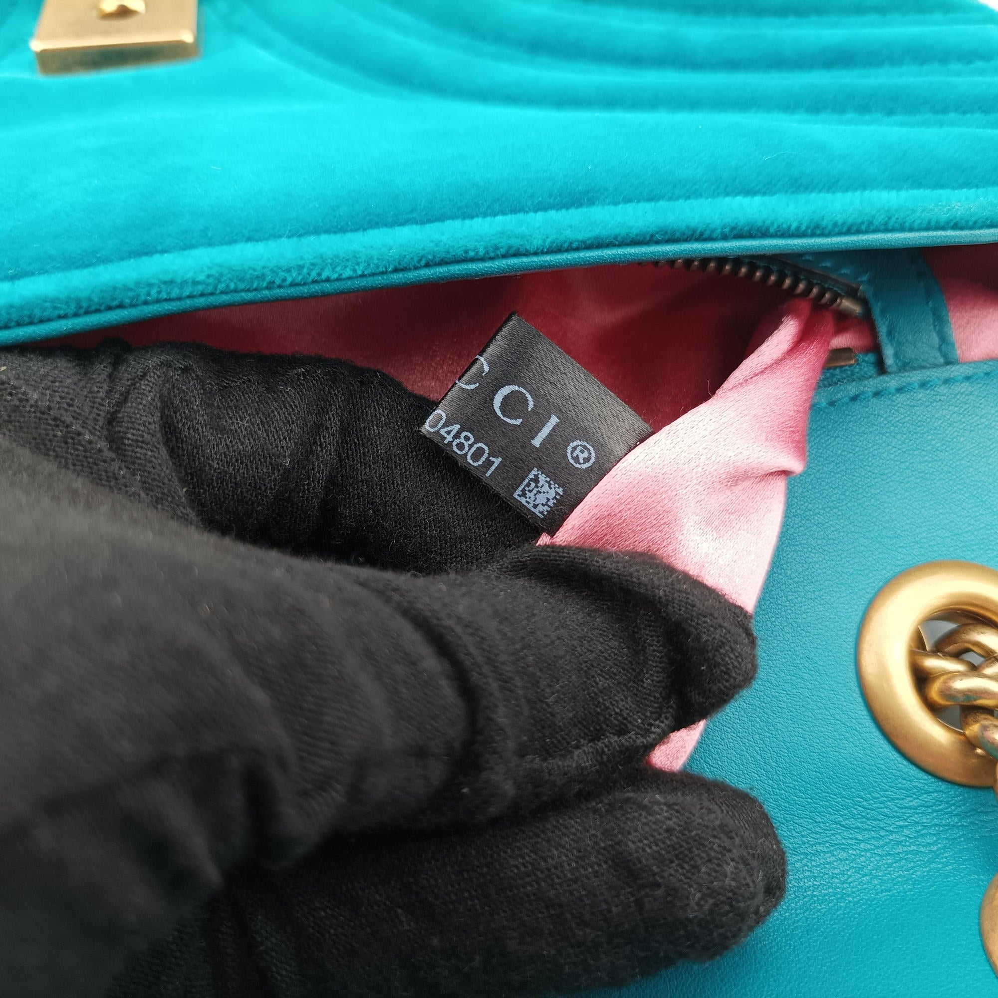 Vintage Gucci GG Marmont Blue velour 443497 shoulderbag | stylenewstar