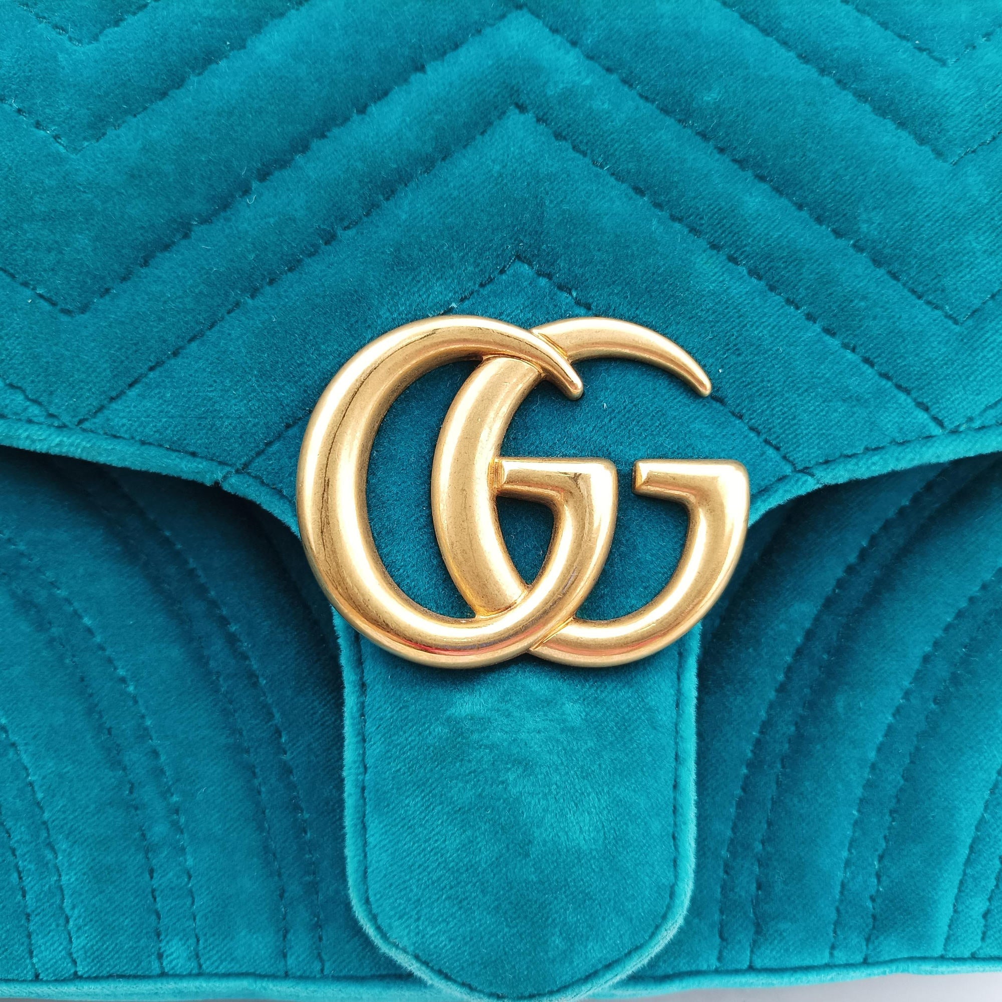 Vintage Gucci GG Marmont Blue velour 443497 shoulderbag | stylenewstar