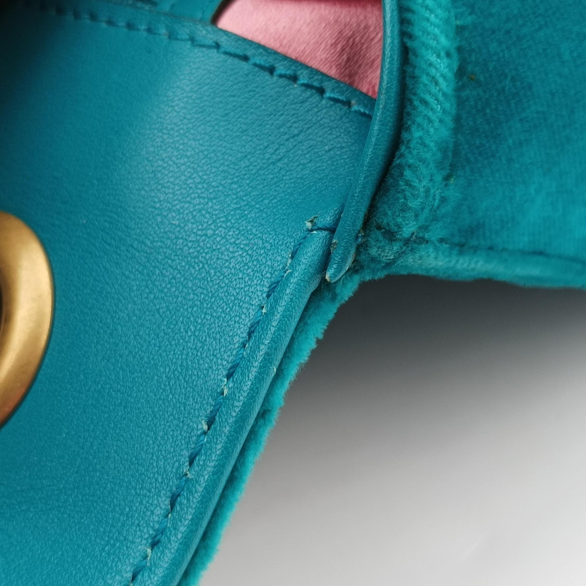 Vintage Gucci GG Marmont Blue velour 443497 shoulderbag | stylenewstar