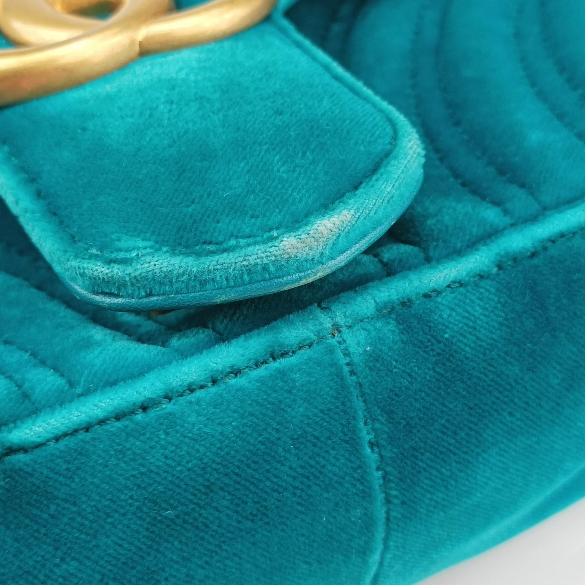 Vintage Gucci GG Marmont Blue velour 443497 shoulderbag | stylenewstar