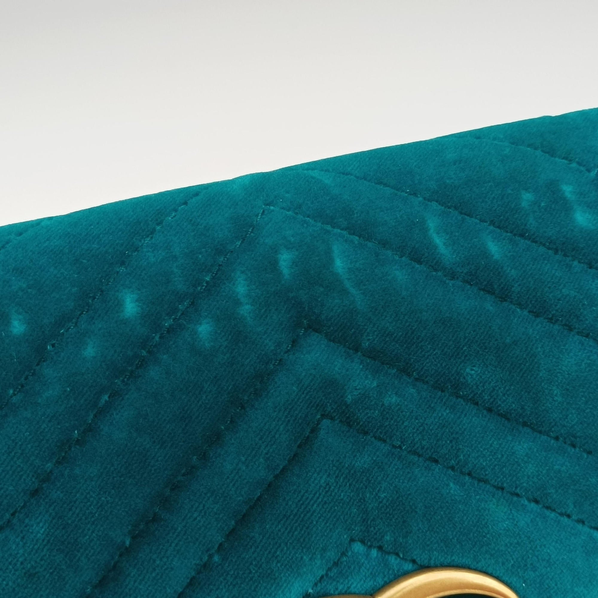 Vintage Gucci GG Marmont Blue velour 443497 shoulderbag | stylenewstar