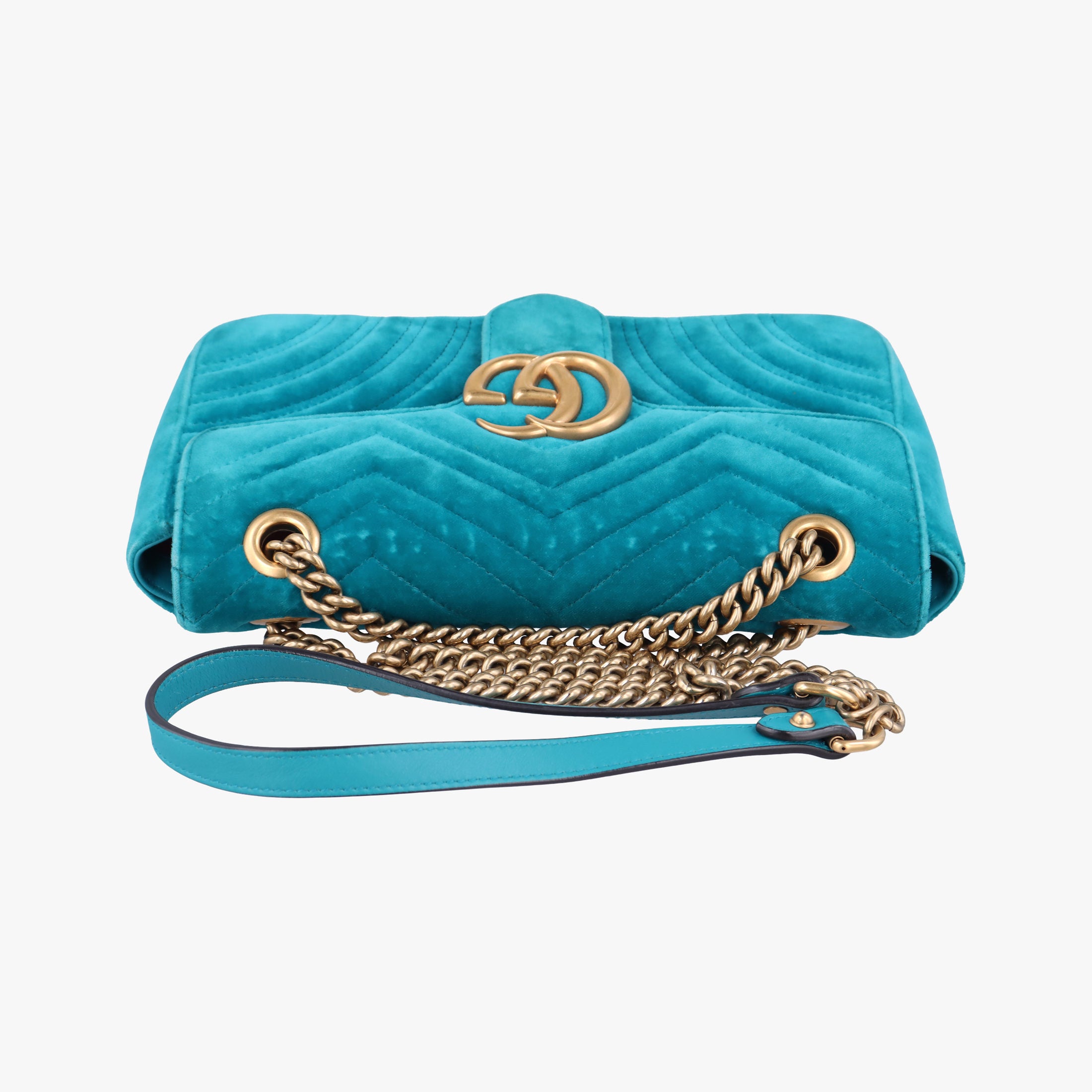 Vintage Gucci GG Marmont Blue velour 443497 shoulderbag | stylenewstar