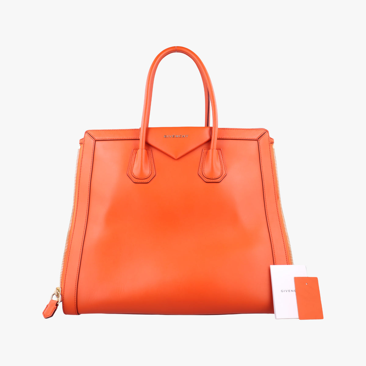 Pre-owned Givenchy Antigona Orange Smooth Calfskin Leather  handbag | stylenewstar
