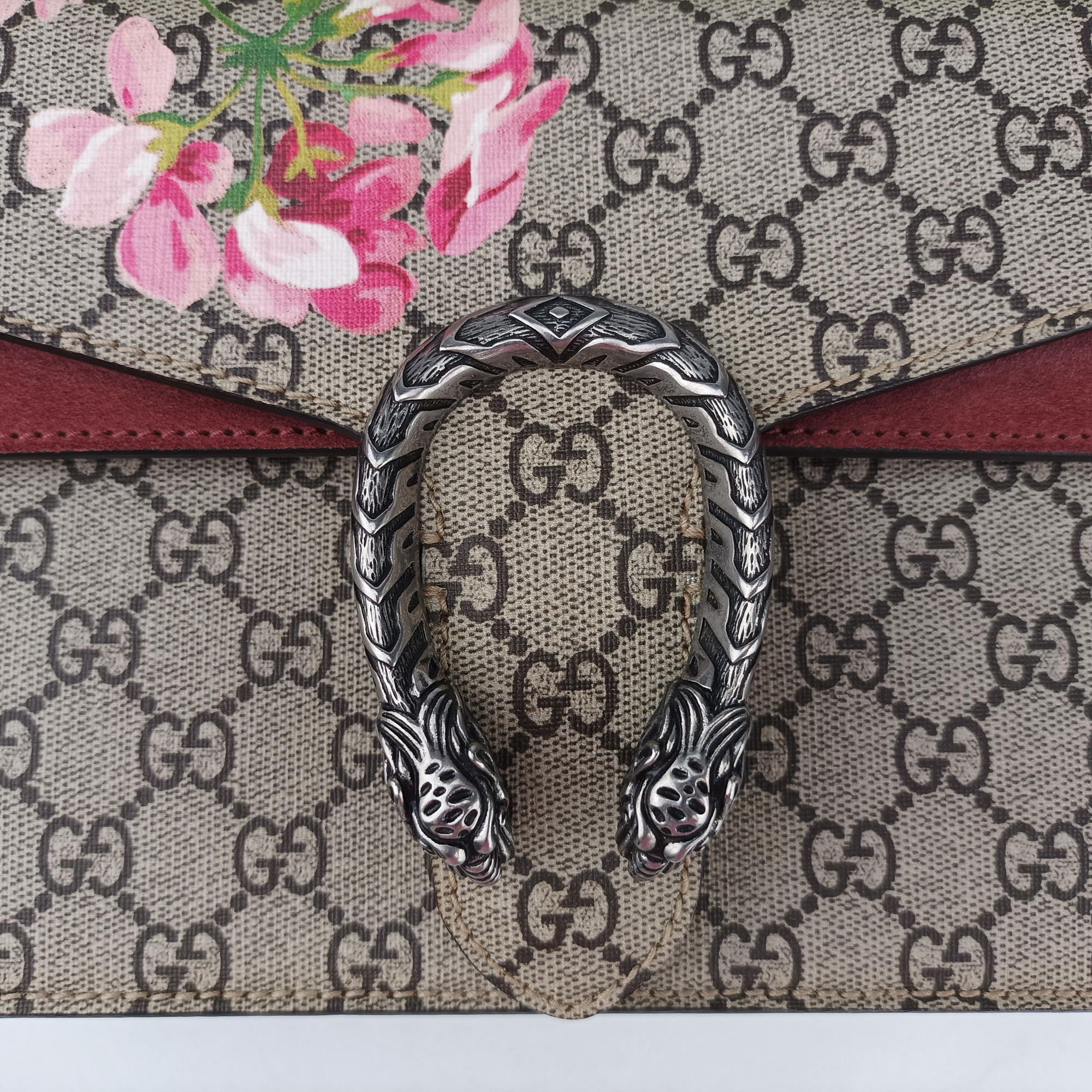 Pre-owned Gucci Dionysus BEIGE×RED×Multicolour PVC coated canvas × suede 400249 shoulderbag | stylenewstar