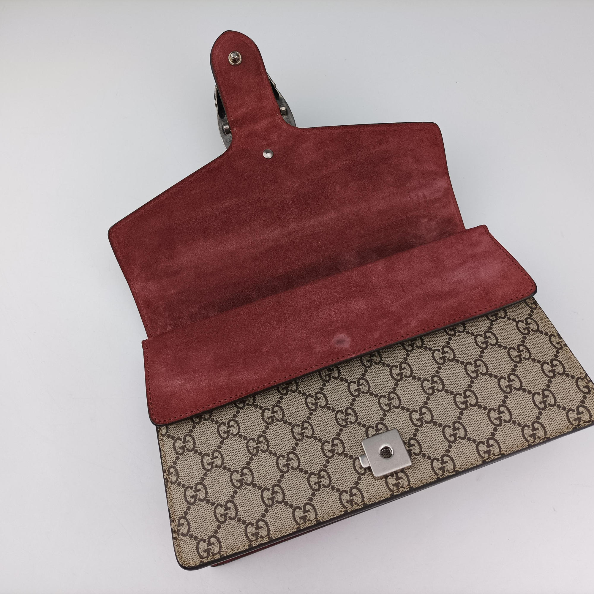 Pre-owned Gucci Dionysus BEIGE×RED×Multicolour PVC coated canvas × suede 400249 shoulderbag | stylenewstar