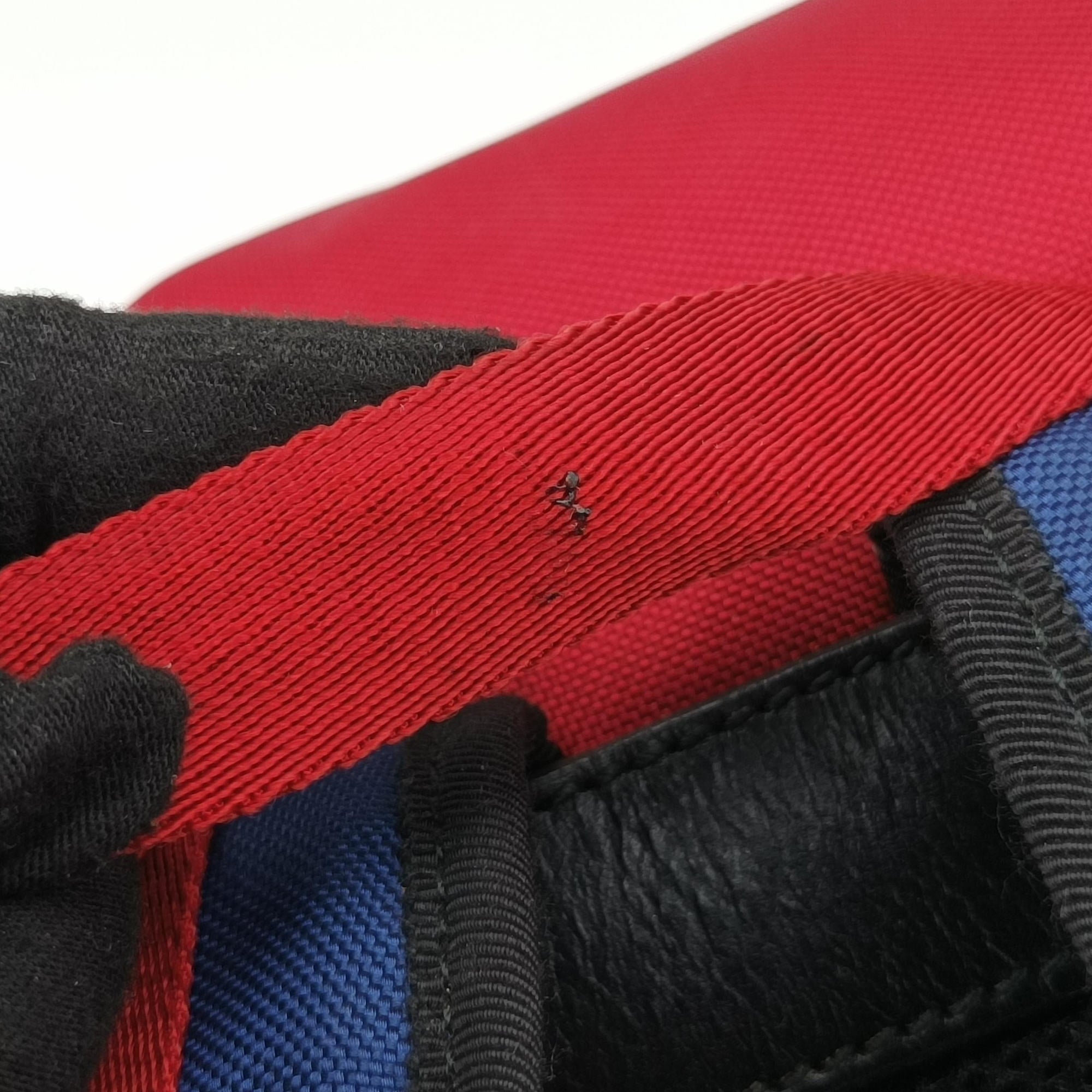Pre-owned Gucci Techno Vintage Web L'Aveugle Par Amour Embroidered Red canvas 478327 backpack/rucksack | stylenewstar