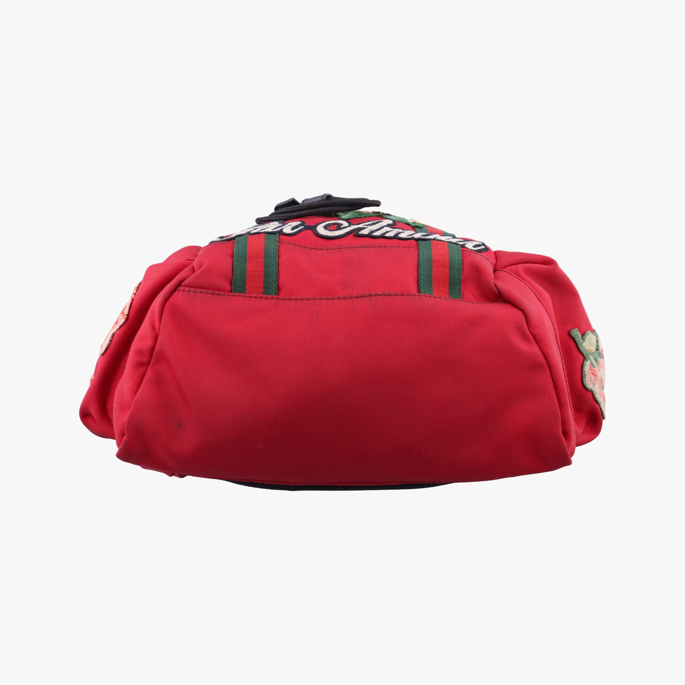 Pre-owned Gucci Techno Vintage Web L'Aveugle Par Amour Embroidered Red canvas 478327 backpack/rucksack | stylenewstar