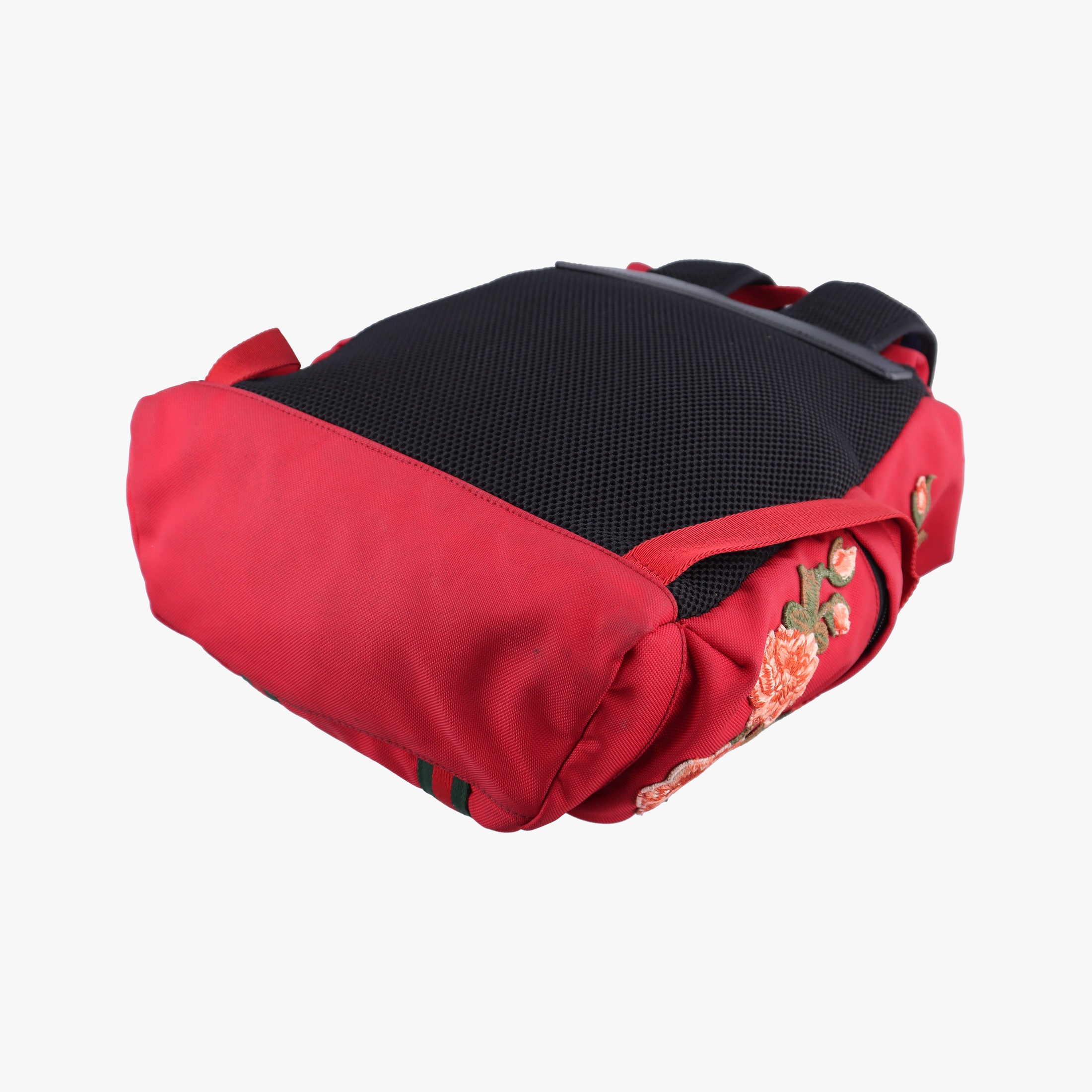 Pre-owned Gucci Techno Vintage Web L'Aveugle Par Amour Embroidered Red canvas 478327 backpack/rucksack | stylenewstar