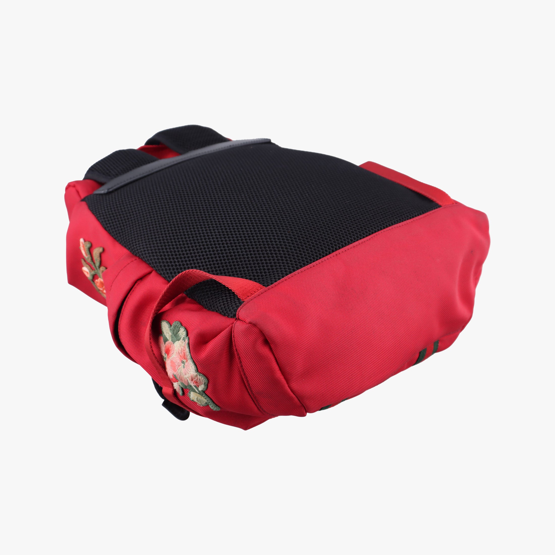 Pre-owned Gucci Techno Vintage Web L'Aveugle Par Amour Embroidered Red canvas 478327 backpack/rucksack | stylenewstar