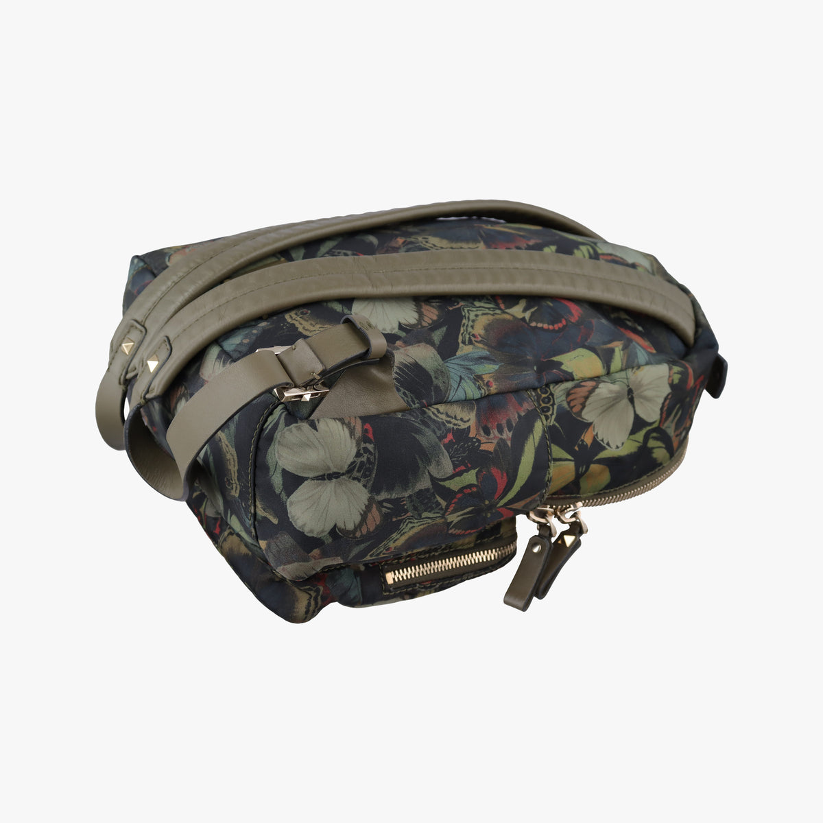 Pre-owned Valentino Rockstud Greenx Multicolor nylonx Leather  backpack/rucksack | stylenewstar