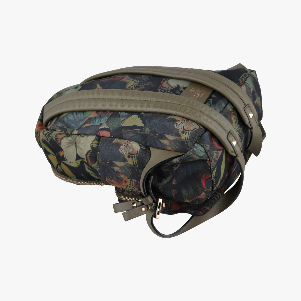 Pre-owned Valentino Rockstud Greenx Multicolor nylonx Leather  backpack/rucksack | stylenewstar