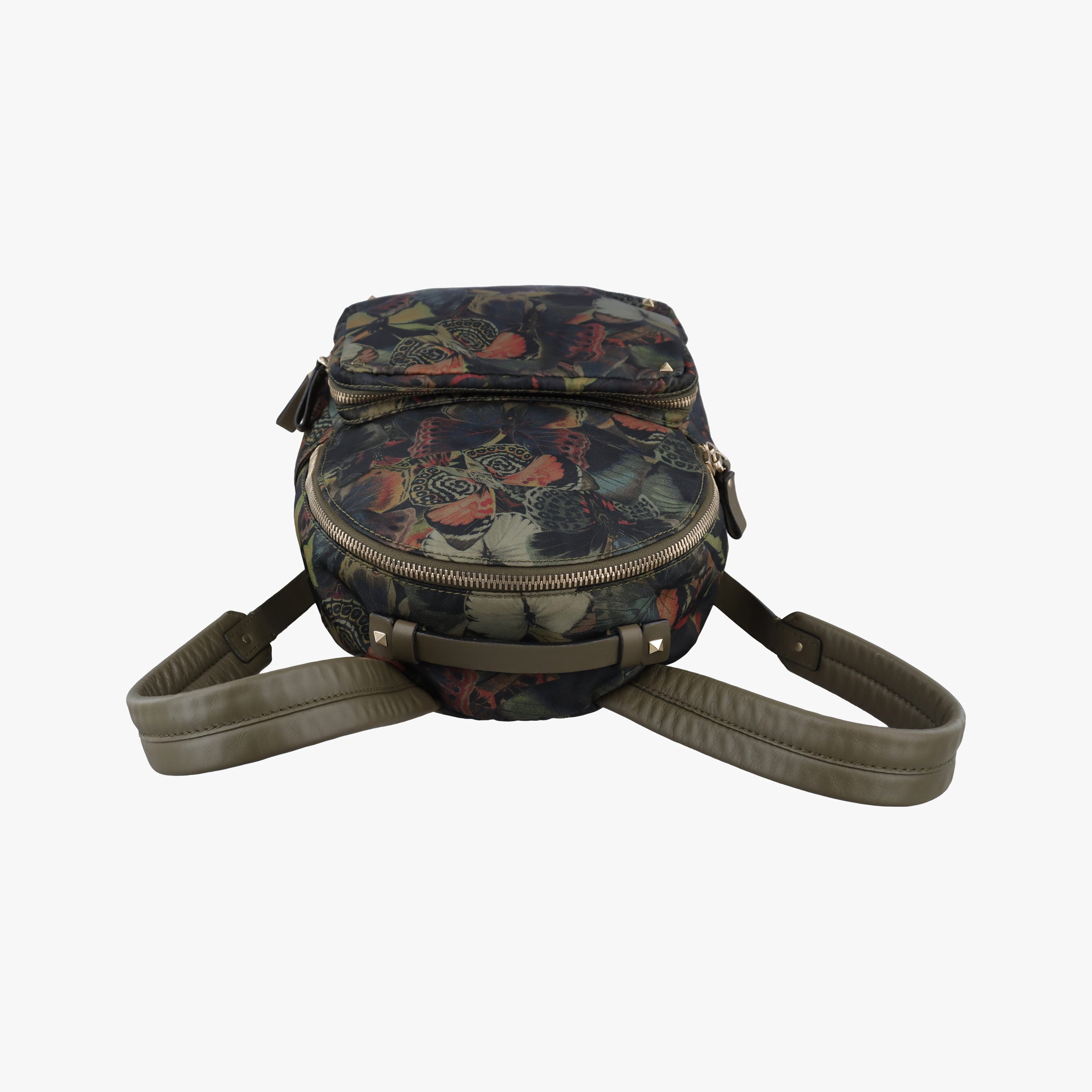 Pre-owned Valentino Rockstud Greenx Multicolor nylonx Leather  backpack/rucksack | stylenewstar