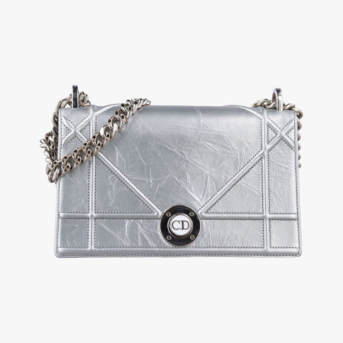 Pre-owned Christian Dior Diorama Silver Leather  shoulderbag | stylenewstar