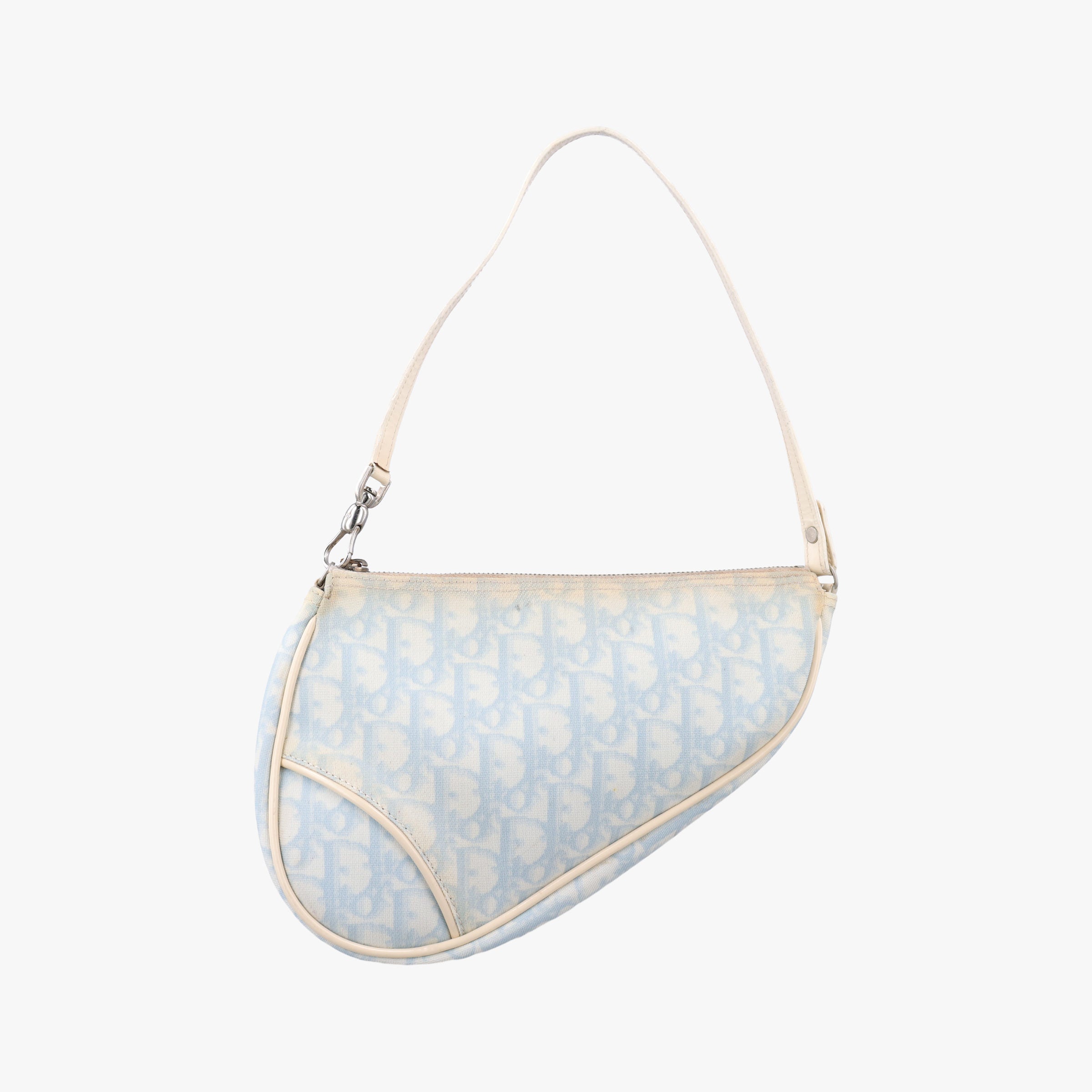 Pre-owned Christian Dior Saddle Blue Canvas and Leather  shoulderbag | stylenewstar