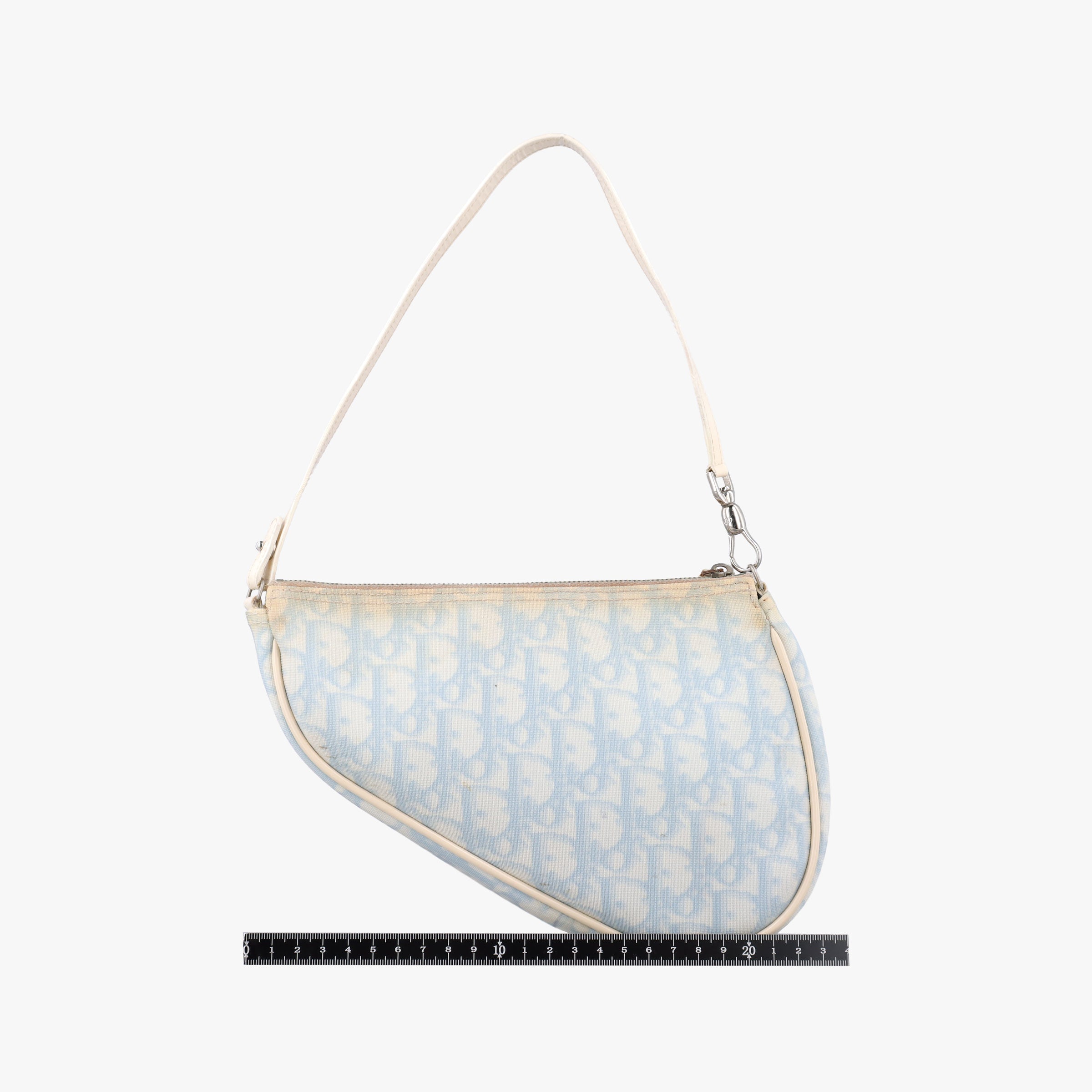 Pre-owned Christian Dior Saddle Blue Canvas and Leather  shoulderbag | stylenewstar