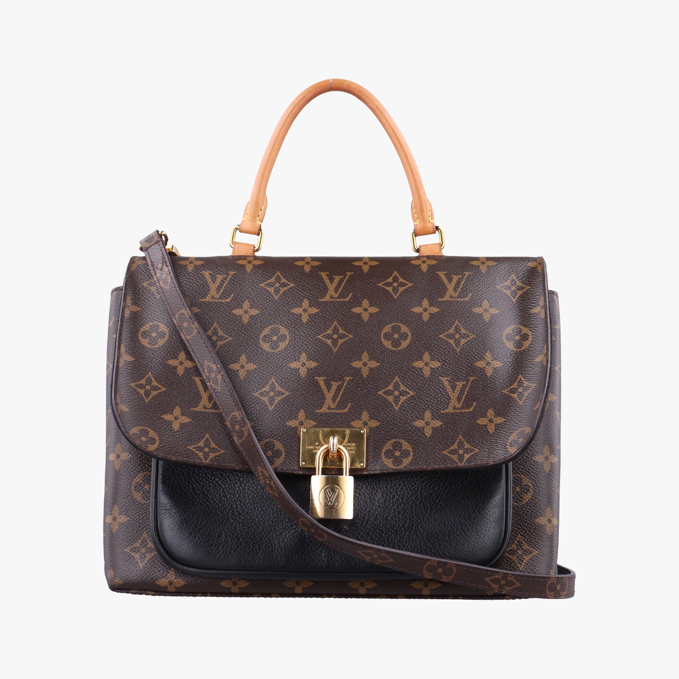 Pre-owned Louis Vuitton MARIGNAN brown×black Monogram Canvas×calf leather M44259 shoulderbag | stylenewstar