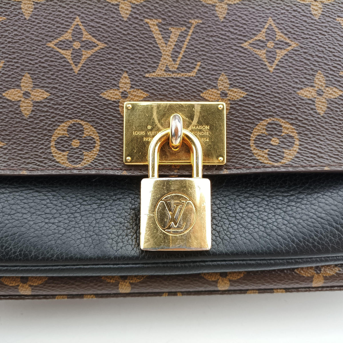 Pre-owned Louis Vuitton MARIGNAN brown×black Monogram Canvas×calf leather M44259 shoulderbag | stylenewstar