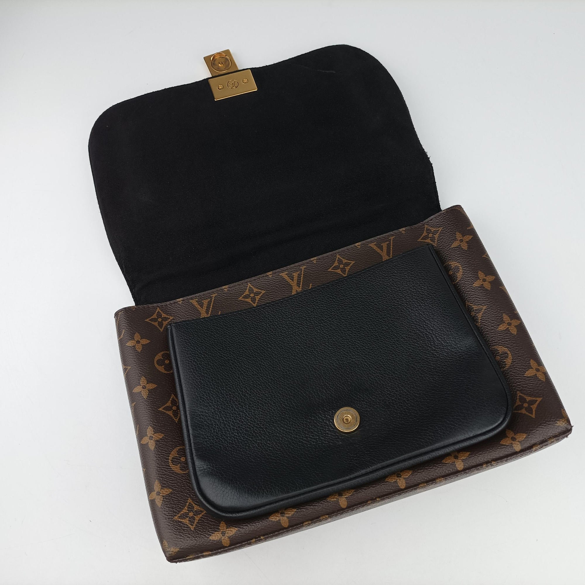 Pre-owned Louis Vuitton MARIGNAN brown×black Monogram Canvas×calf leather M44259 shoulderbag | stylenewstar