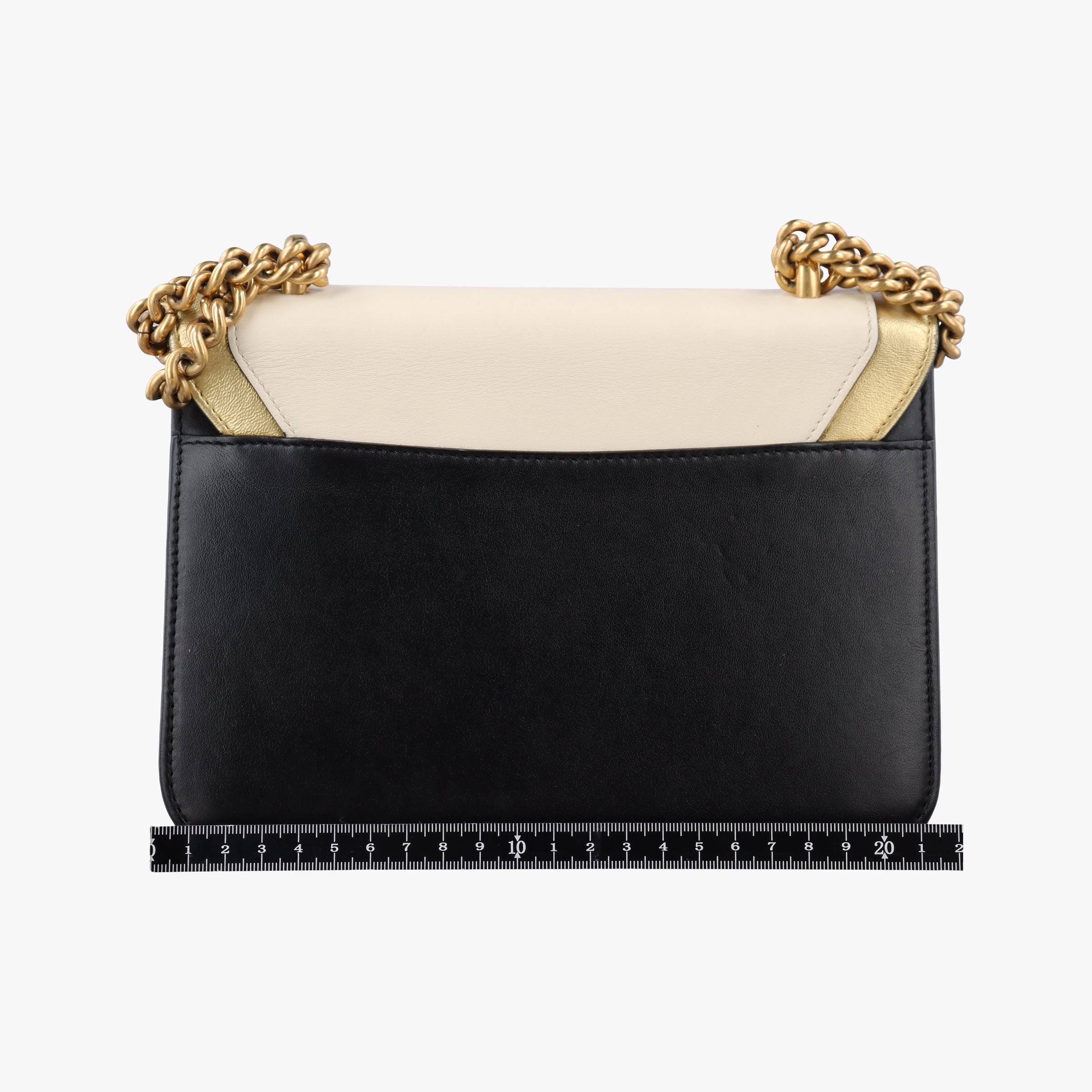 Pre-owned Gucci Pearly Peony Black×White×Gold Leather 432282 shoulderbag | stylenewstar