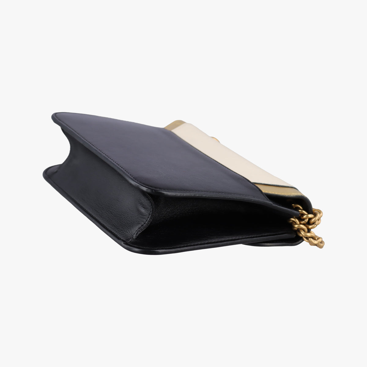 Pre-owned Gucci Pearly Peony Black×White×Gold Leather 432282 shoulderbag | stylenewstar