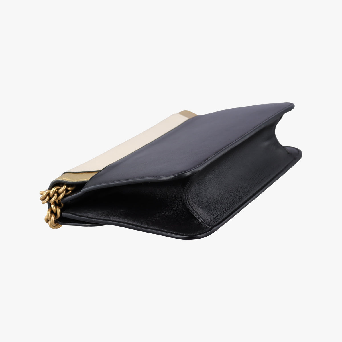 Pre-owned Gucci Pearly Peony Black×White×Gold Leather 432282 shoulderbag | stylenewstar