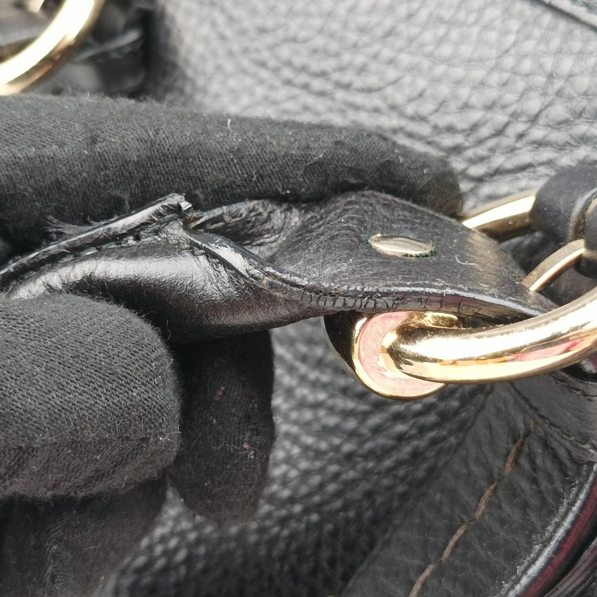 Pre-owned Gucci Guccissima Mini Boston Bag Black Leather 181508 handbag | stylenewstar