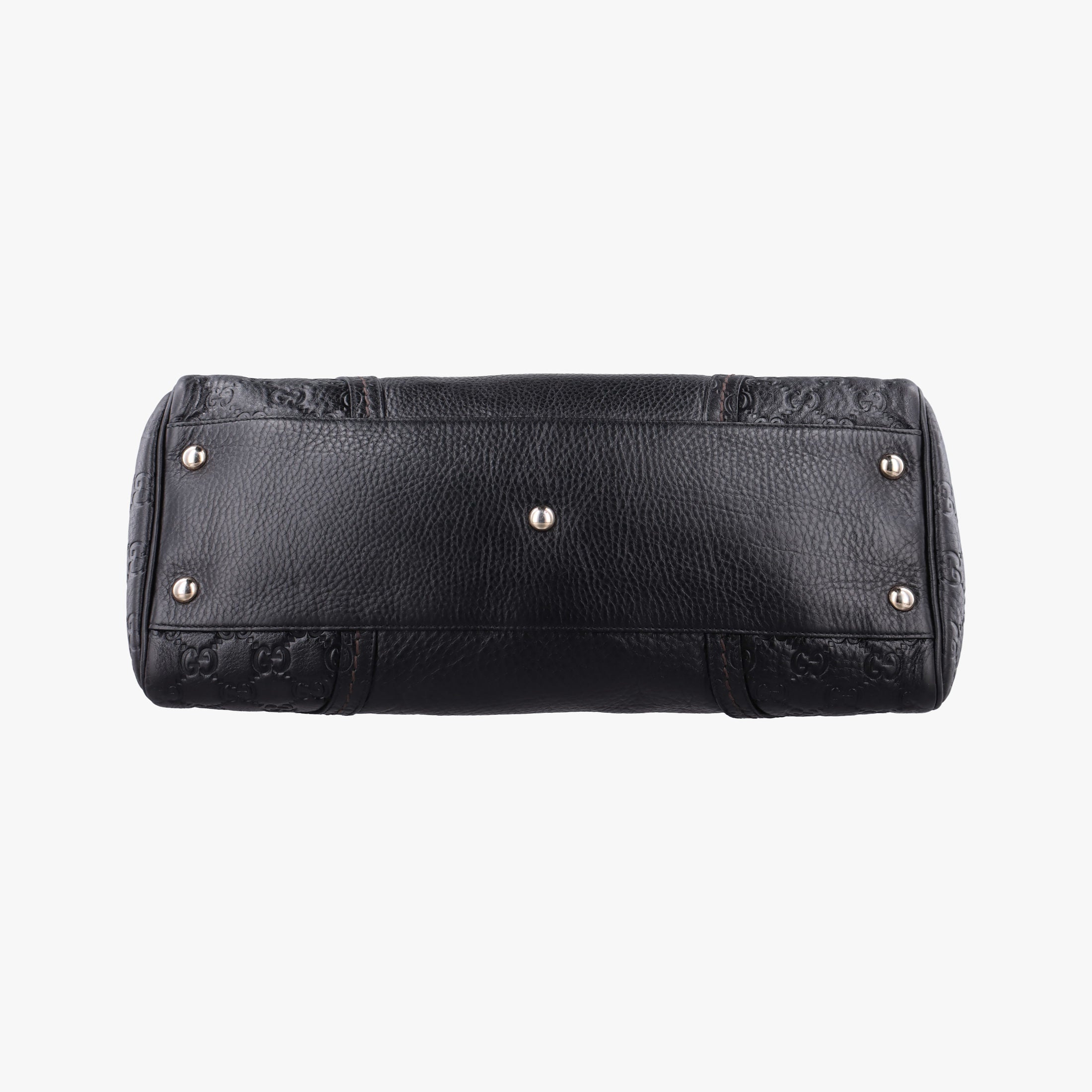 Pre-owned Gucci Guccissima Mini Boston Bag Black Leather 181508 handbag | stylenewstar