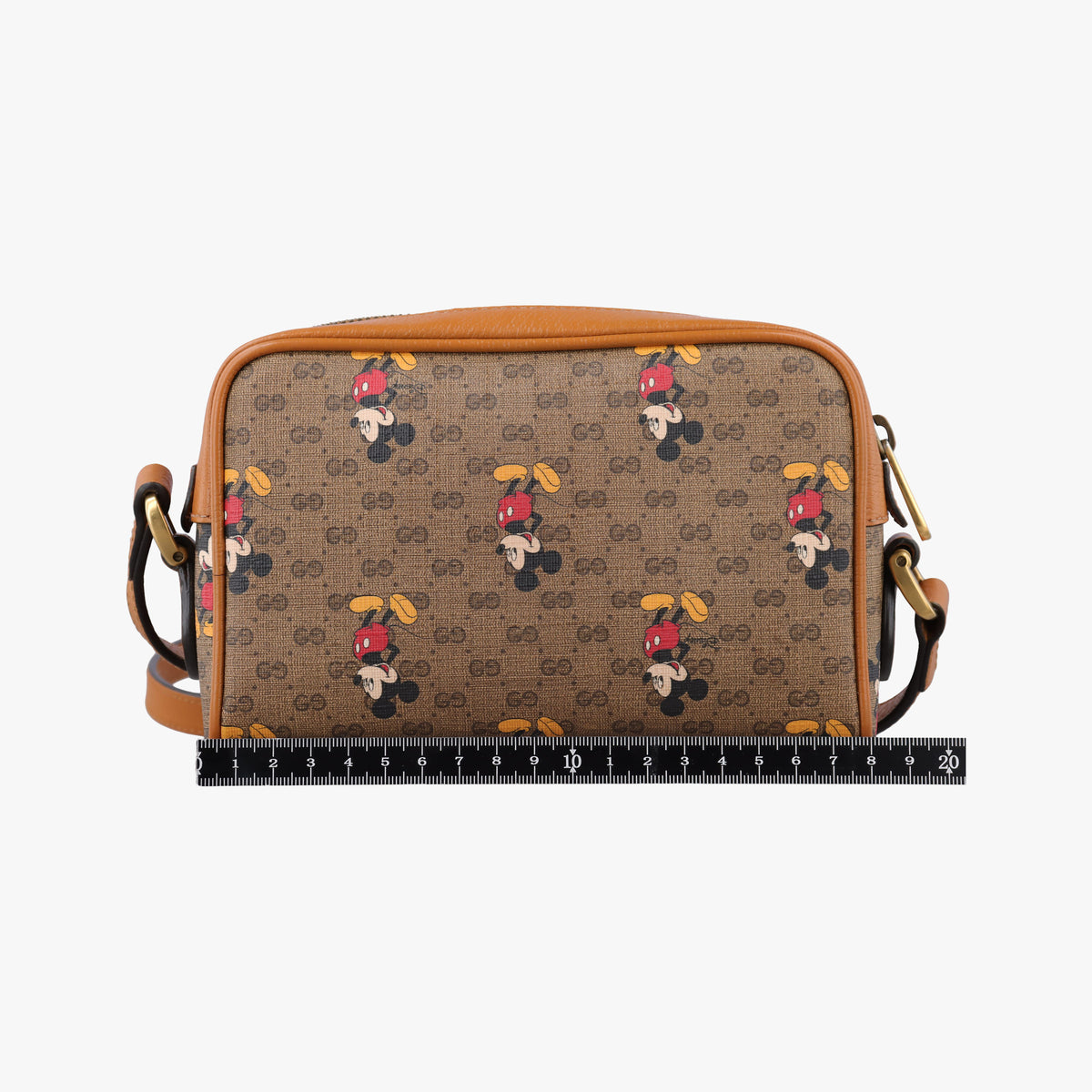 Pre-owned Gucci Mickey Mouse Disney collaboration Brown PVC coated canvas×Leather 602536 shoulderbag | stylenewstar