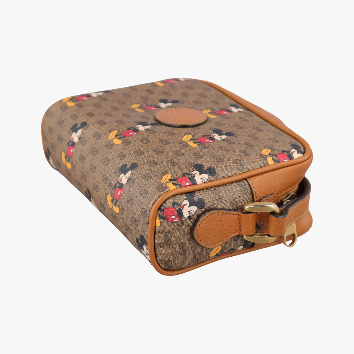 Pre-owned Gucci Mickey Mouse Disney collaboration Brown PVC coated canvas×Leather 602536 shoulderbag | stylenewstar