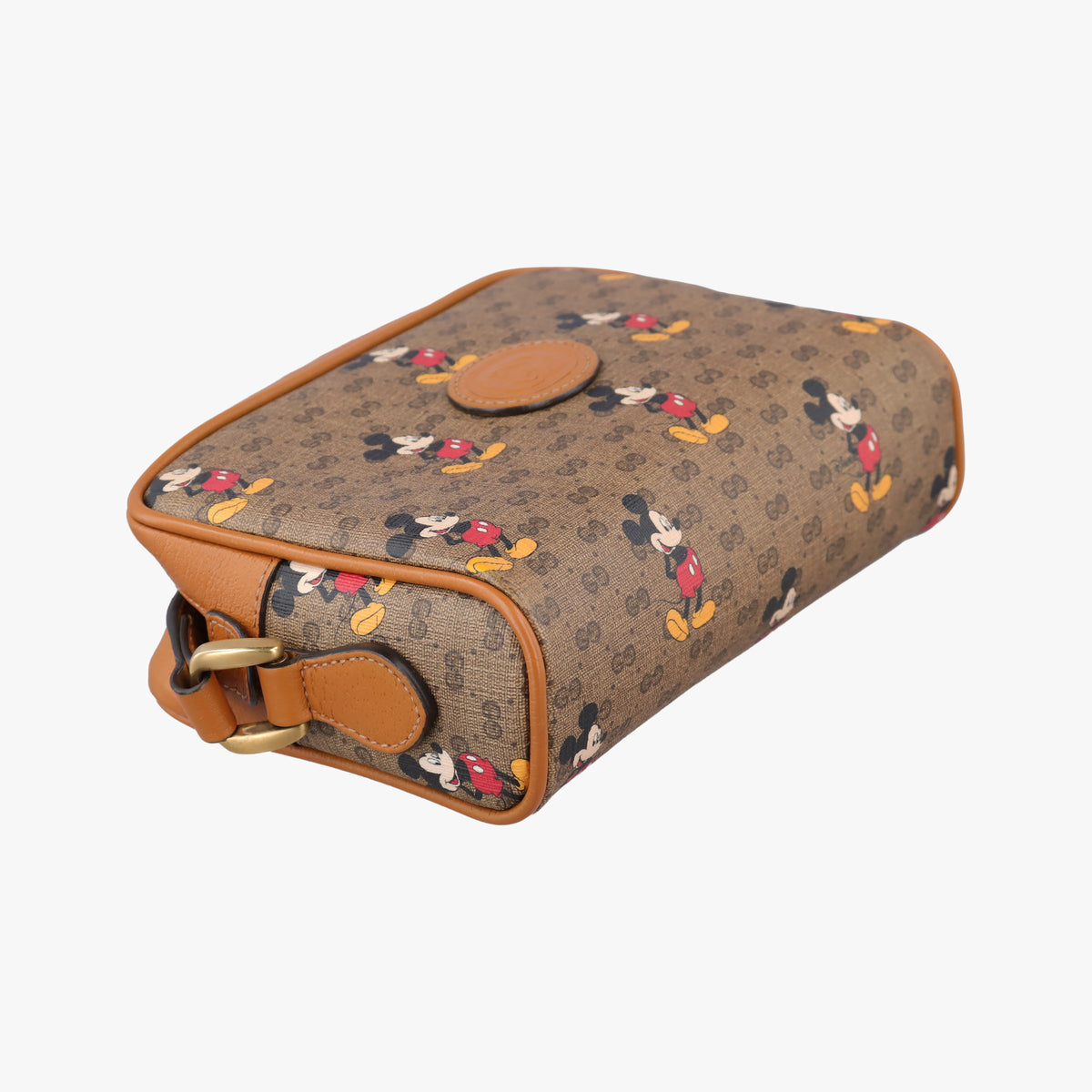 Pre-owned Gucci Mickey Mouse Disney collaboration Brown PVC coated canvas×Leather 602536 shoulderbag | stylenewstar
