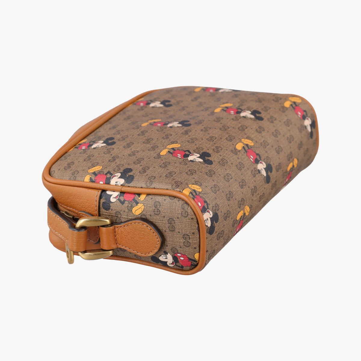 Pre-owned Gucci Mickey Mouse Disney collaboration Brown PVC coated canvas×Leather 602536 shoulderbag | stylenewstar